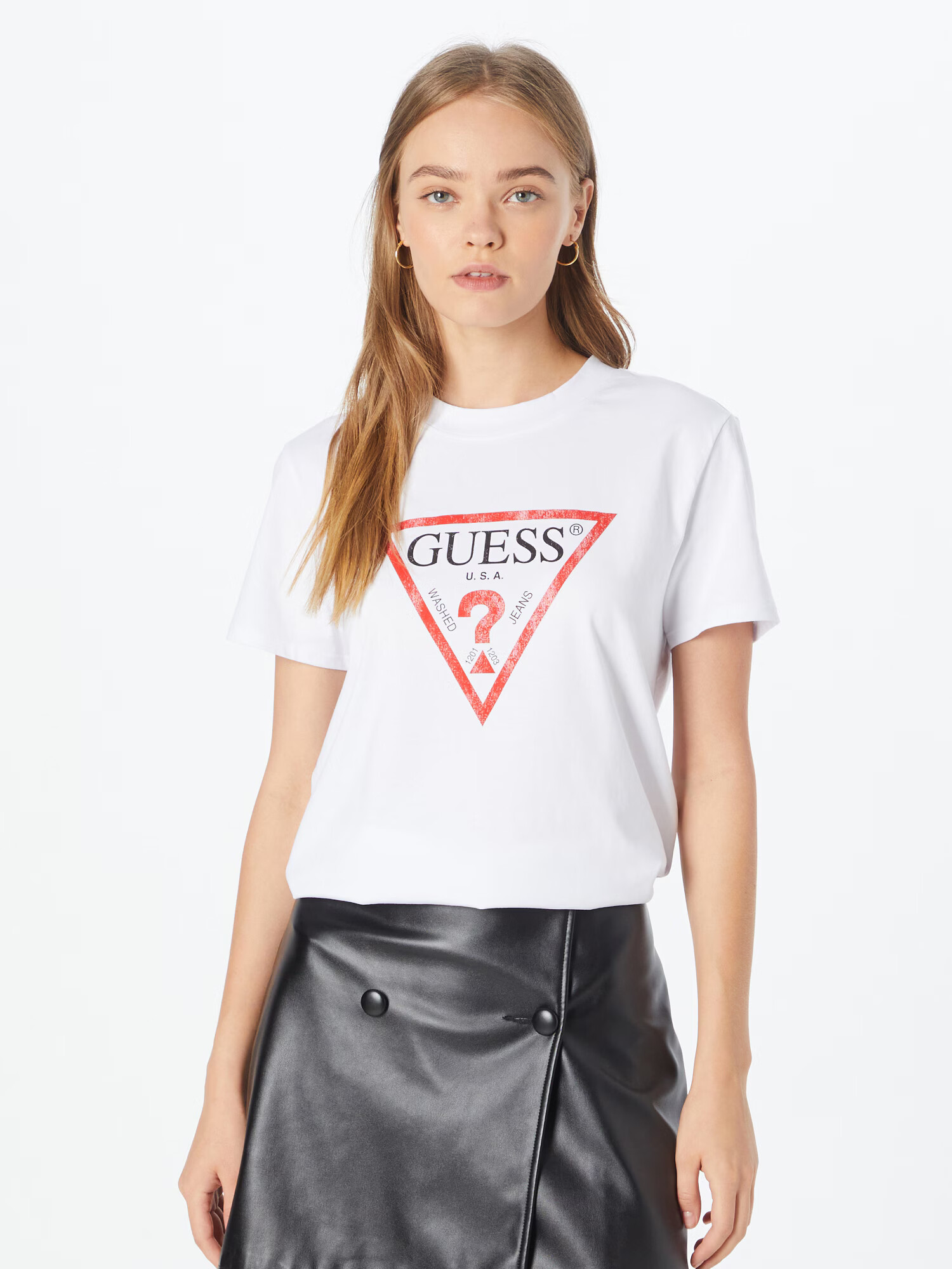 GUESS Tricou roșu / negru / alb - Pled.ro