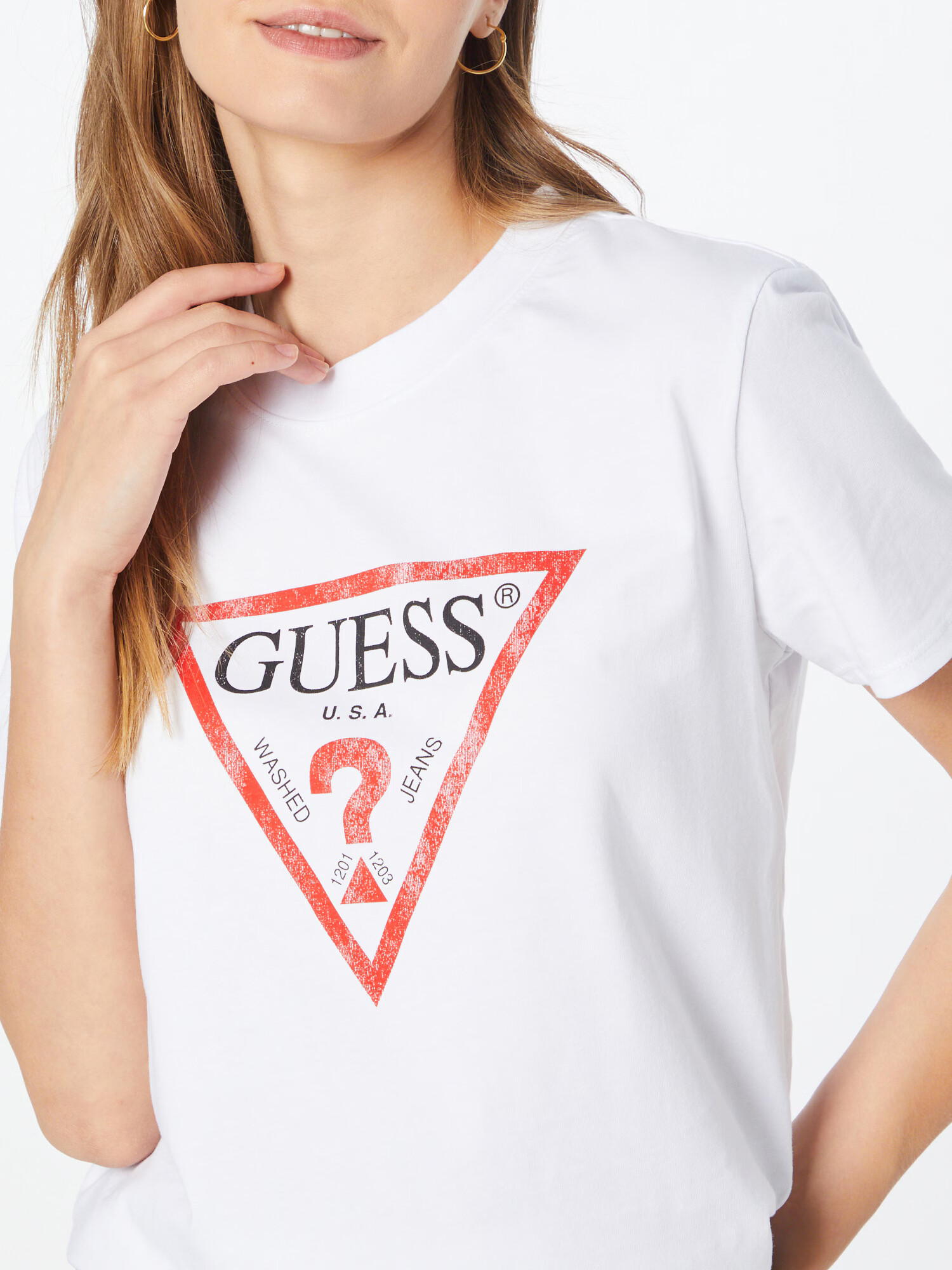 GUESS Tricou roșu / negru / alb - Pled.ro