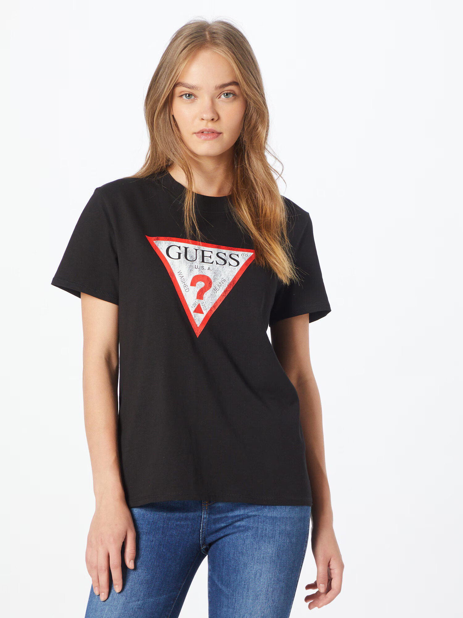 GUESS Tricou roșu / negru / alb - Pled.ro