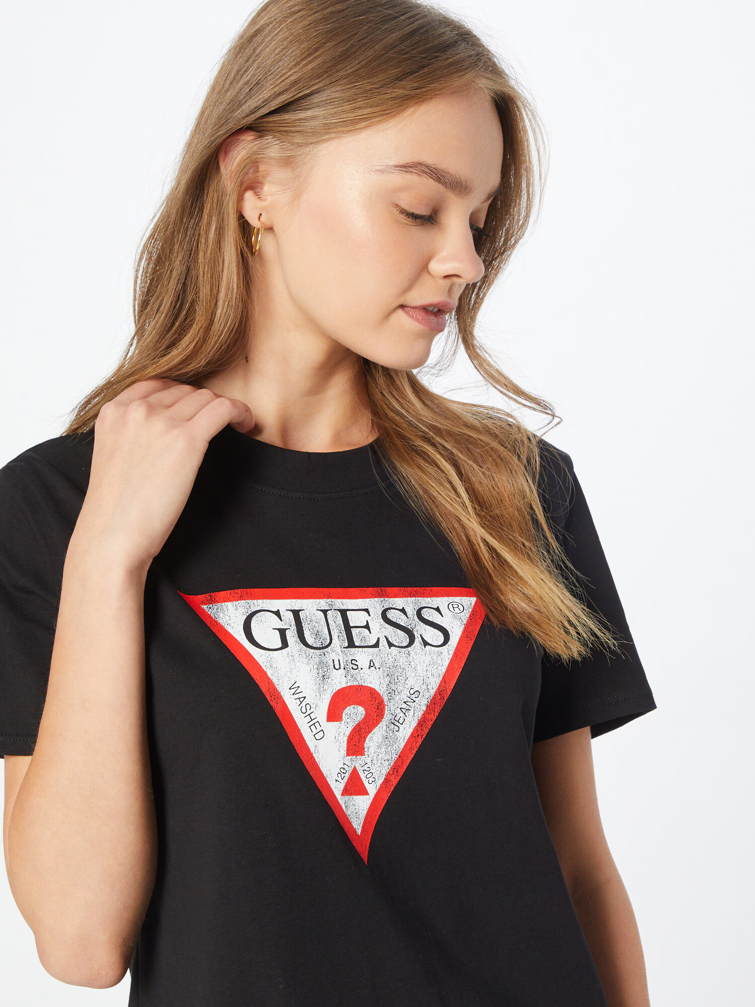 GUESS Tricou roșu / negru / alb - Pled.ro