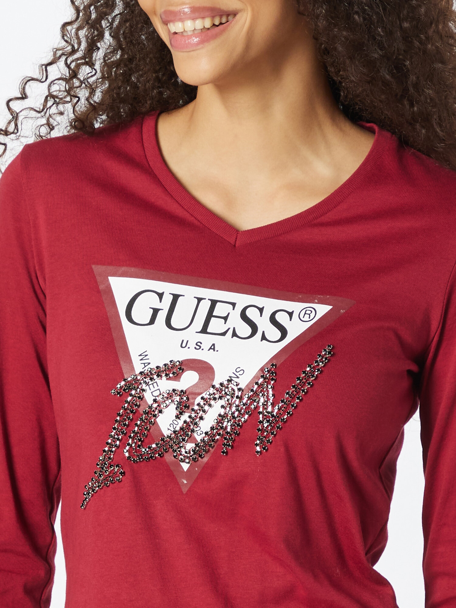 GUESS Tricou roșu / negru / alb - Pled.ro