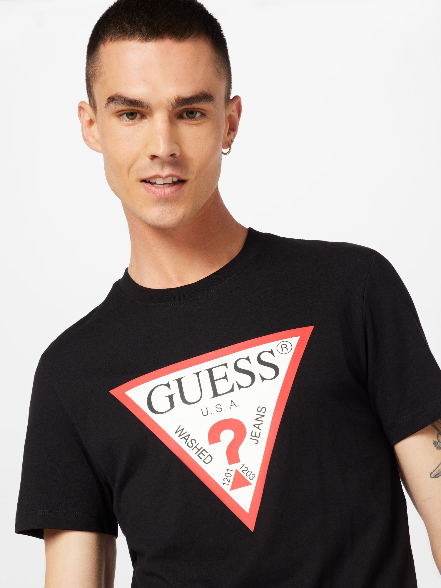 GUESS Tricou roșu / negru / alb - Pled.ro