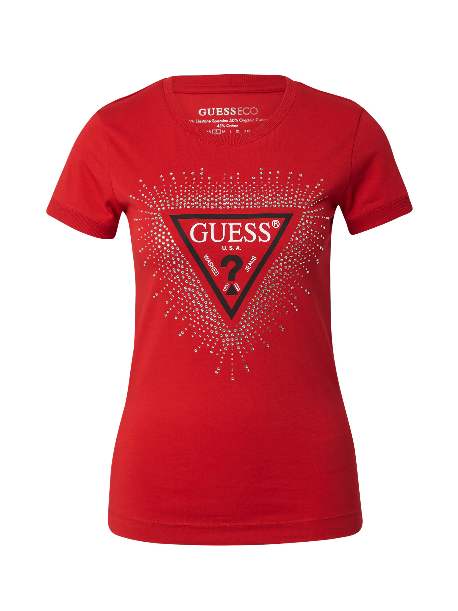 GUESS Tricou roșu / negru / alb - Pled.ro