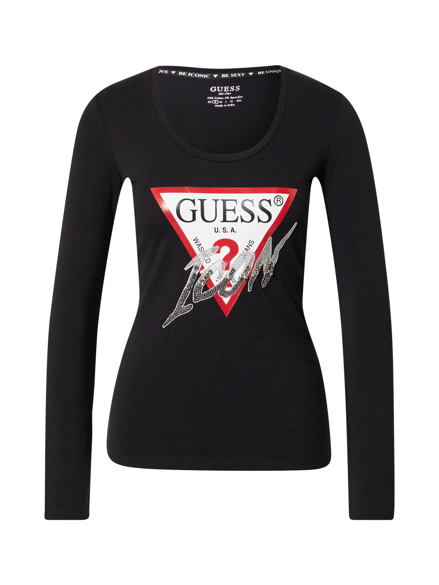 GUESS Tricou roșu / negru / argintiu / alb - Pled.ro