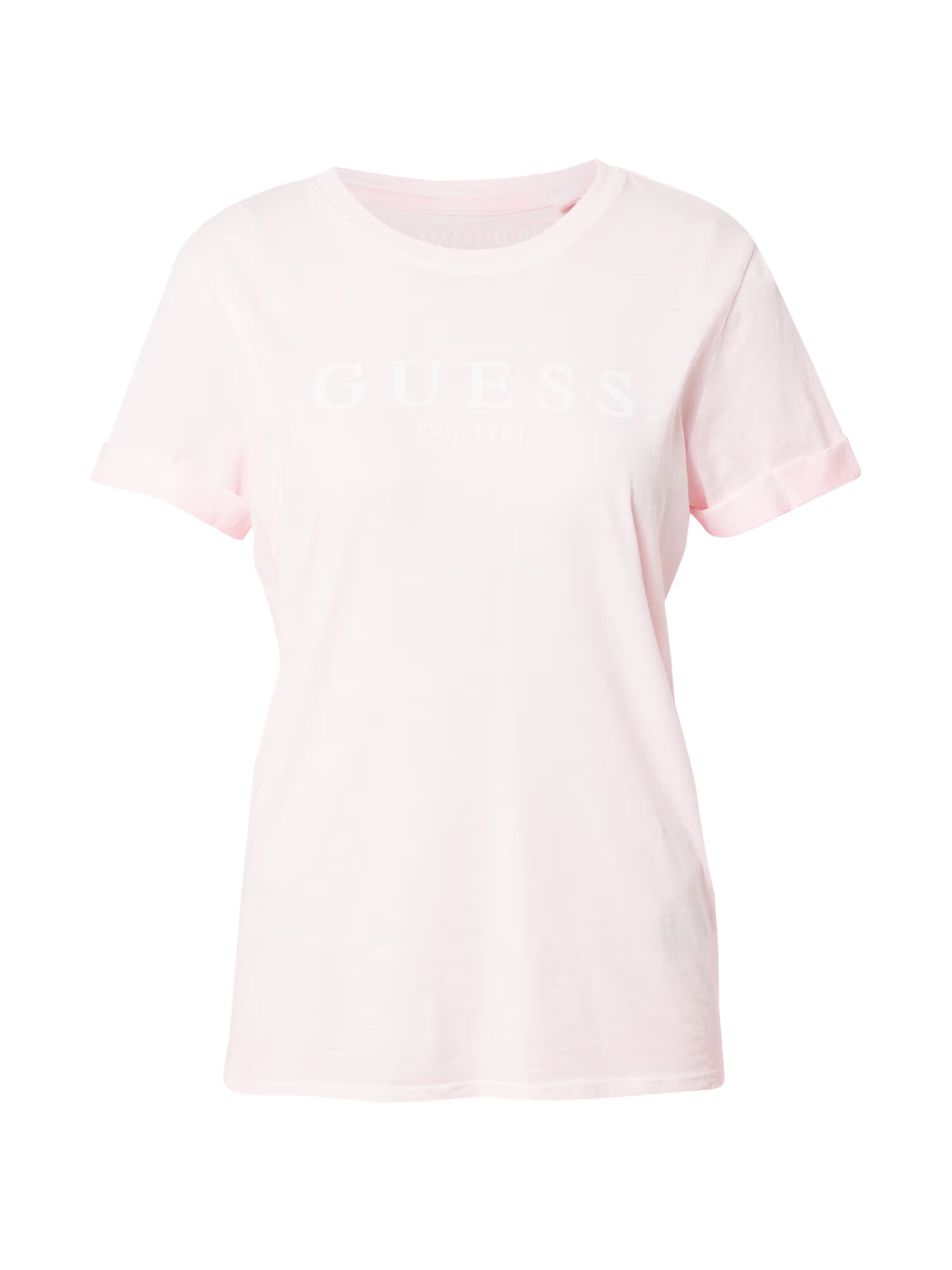 GUESS Tricou roz deschis / alb - Pled.ro