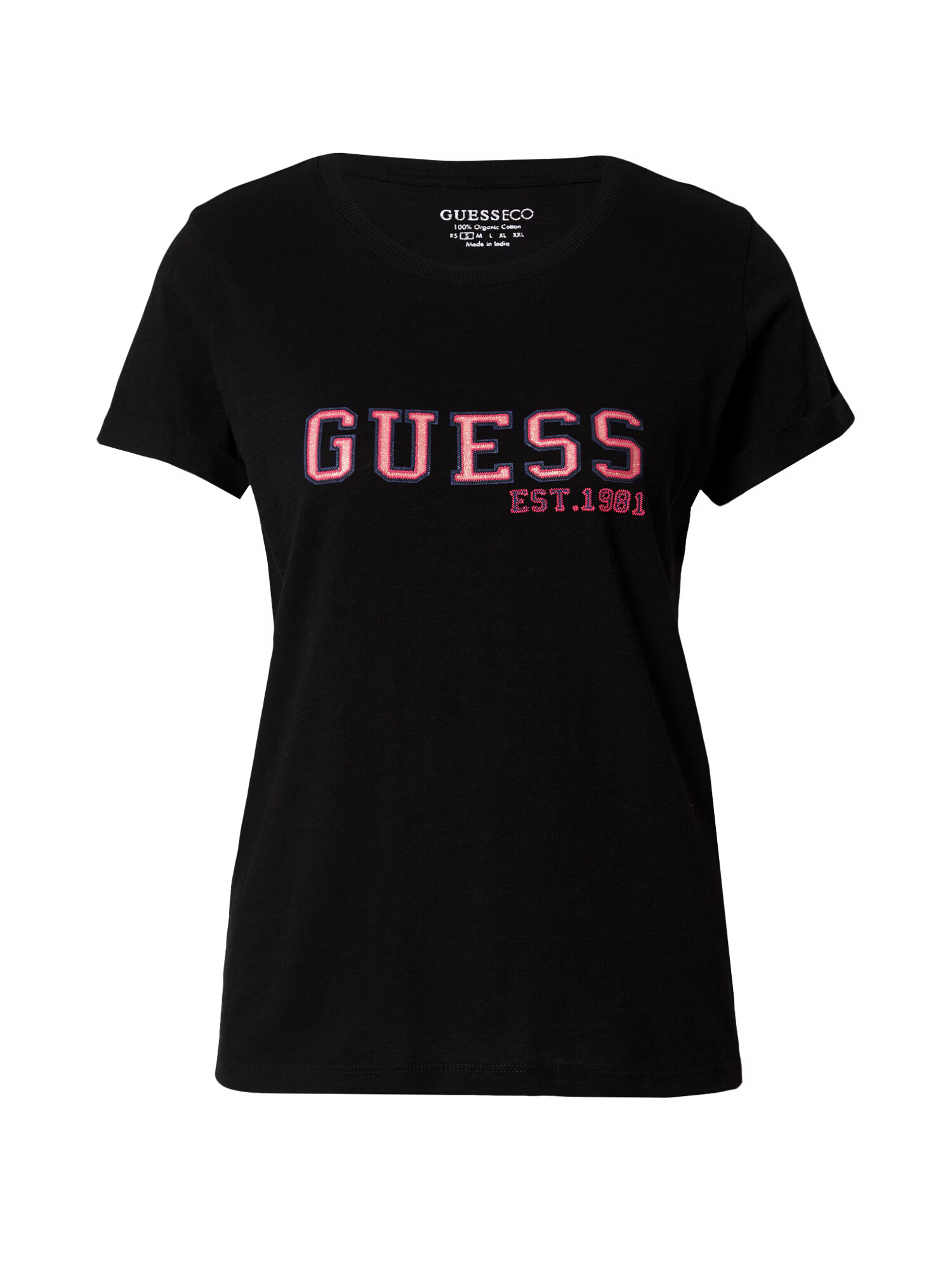 GUESS Tricou roz / negru - Pled.ro