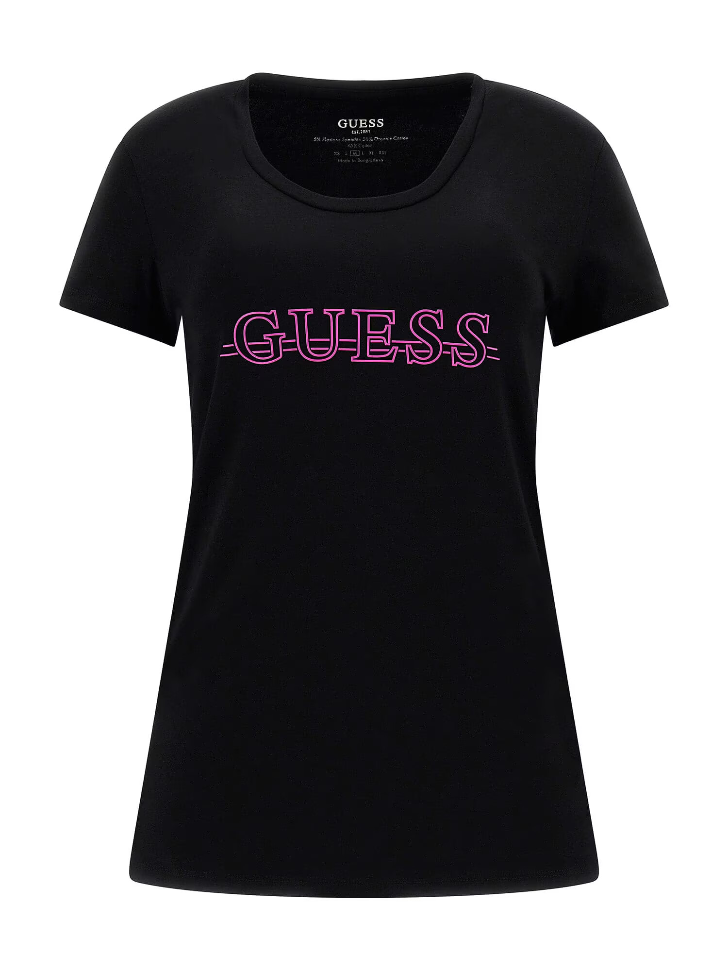 GUESS Tricou roz neon / negru - Pled.ro