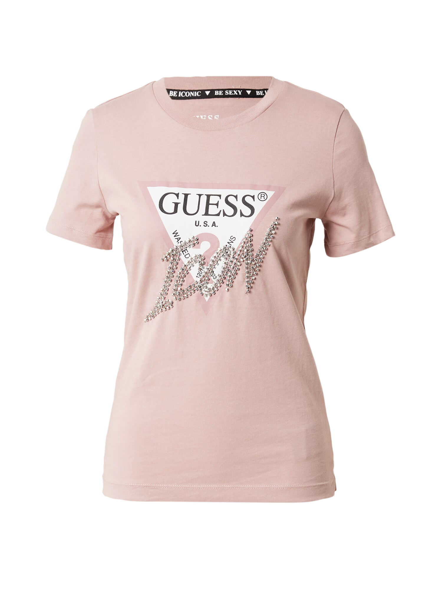 GUESS Tricou roz pal / roz deschis / negru / alb - Pled.ro