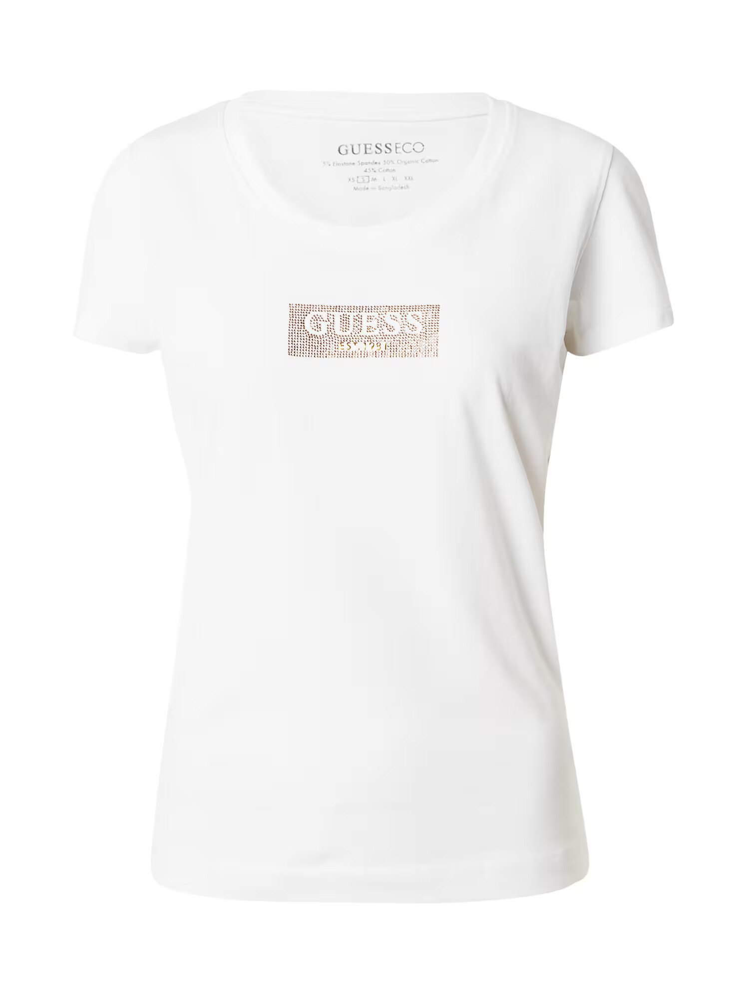 GUESS Tricou 'STUDS' auriu / alb - Pled.ro