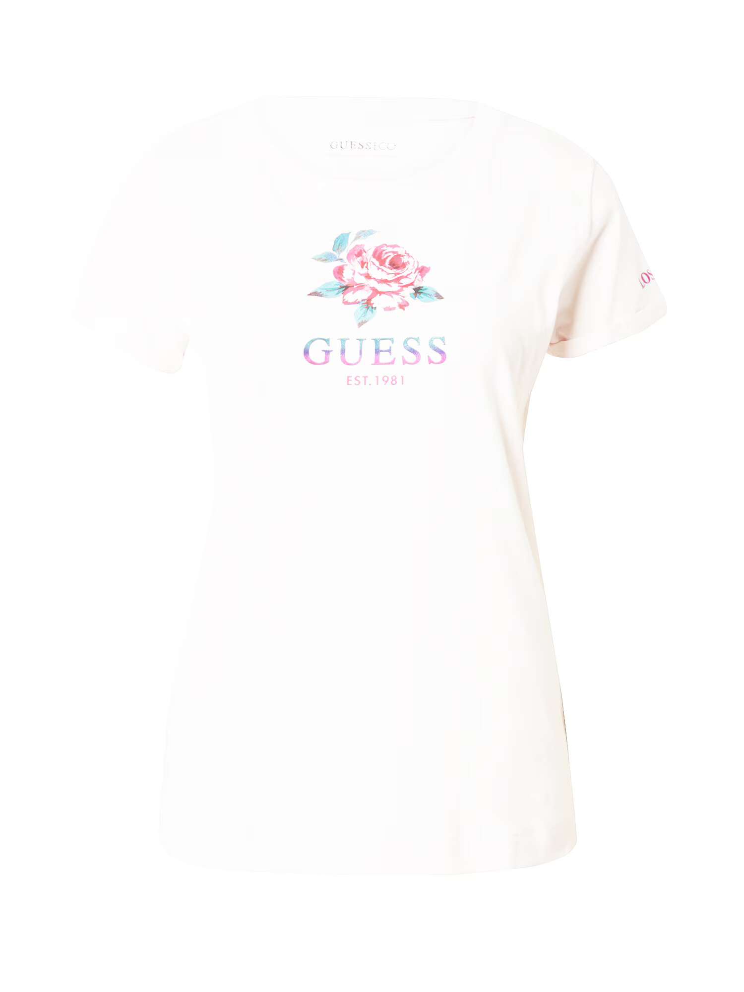 GUESS Tricou verde jad / roz / roz neon / roz pastel - Pled.ro