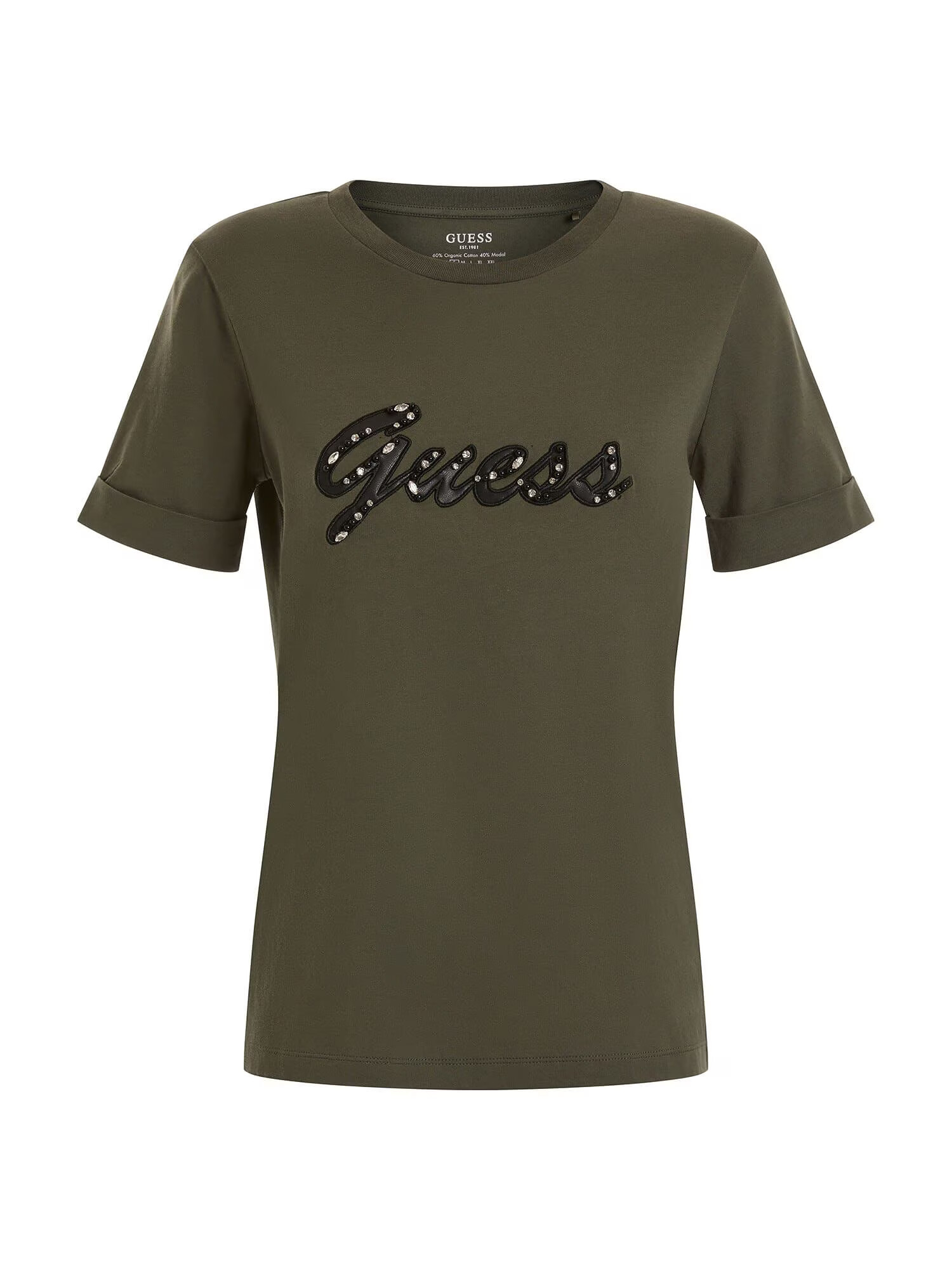 GUESS Tricou verde / negru / argintiu - Pled.ro