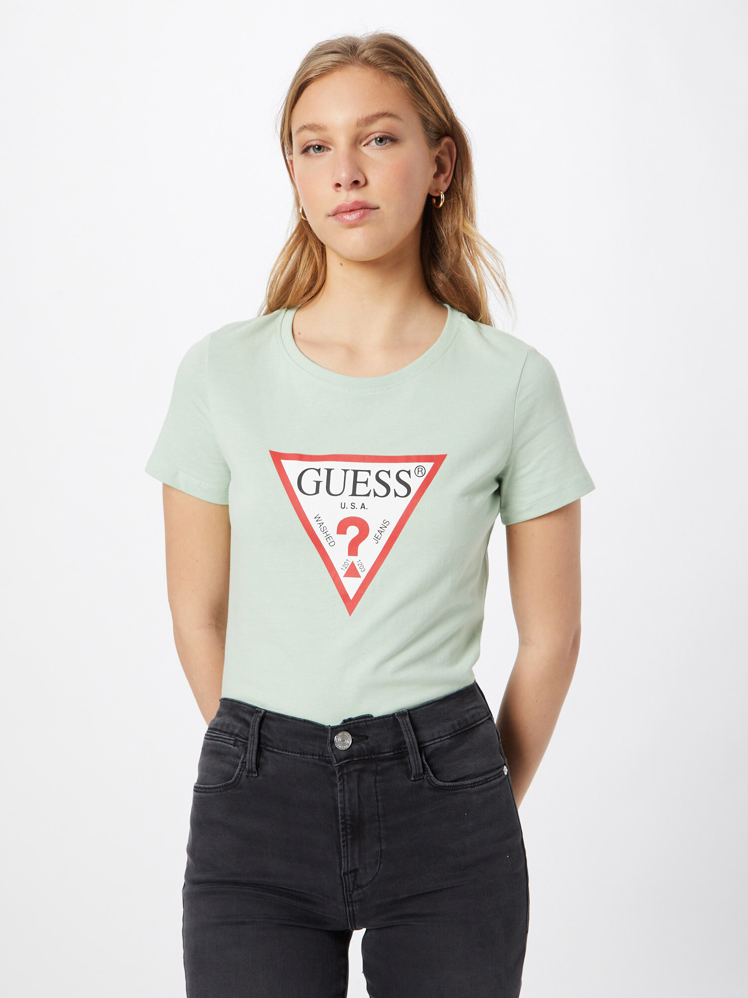 GUESS Tricou verde pastel / roșu / negru / alb - Pled.ro