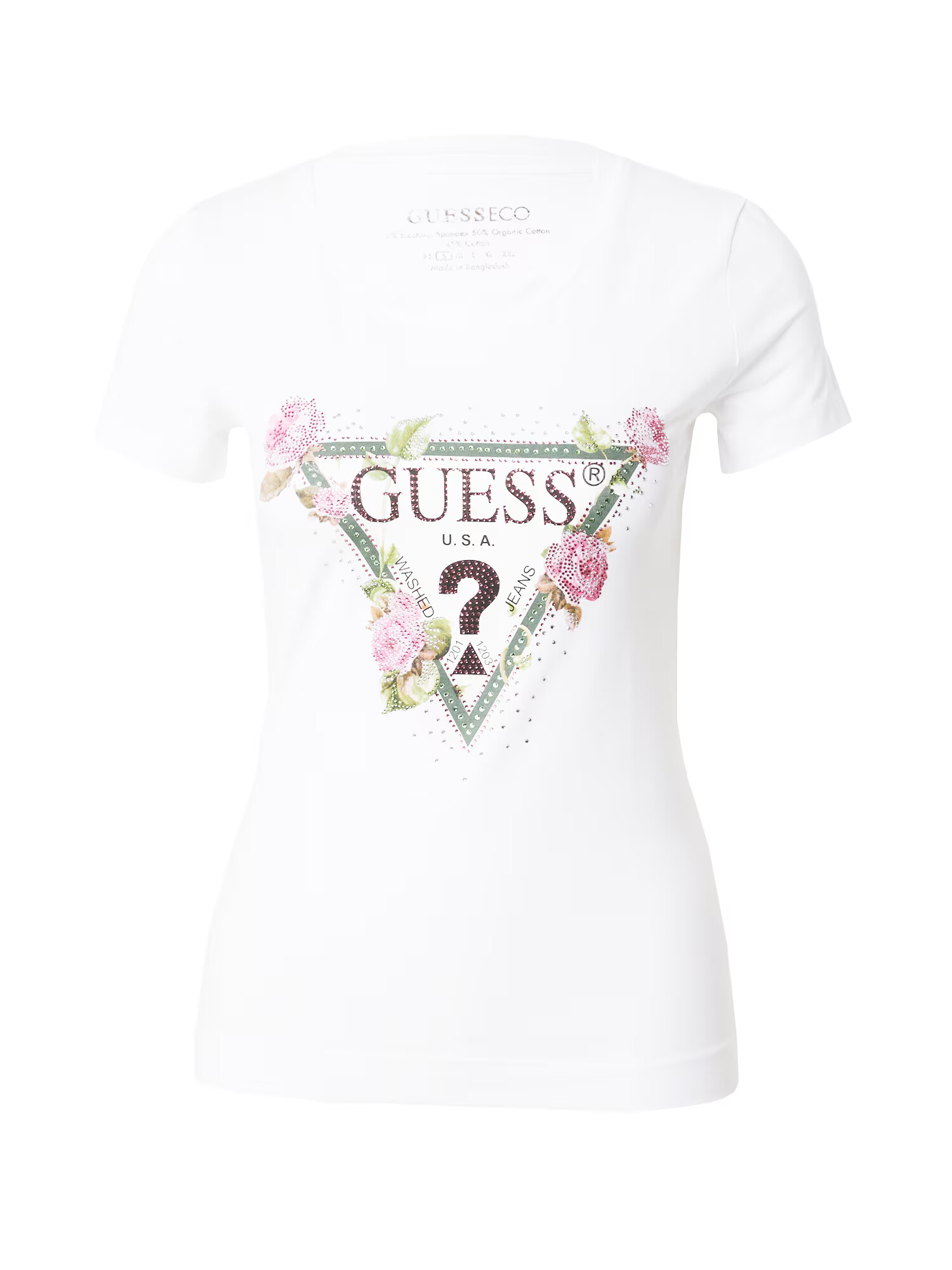 GUESS Tricou verde / roz / negru / alb - Pled.ro