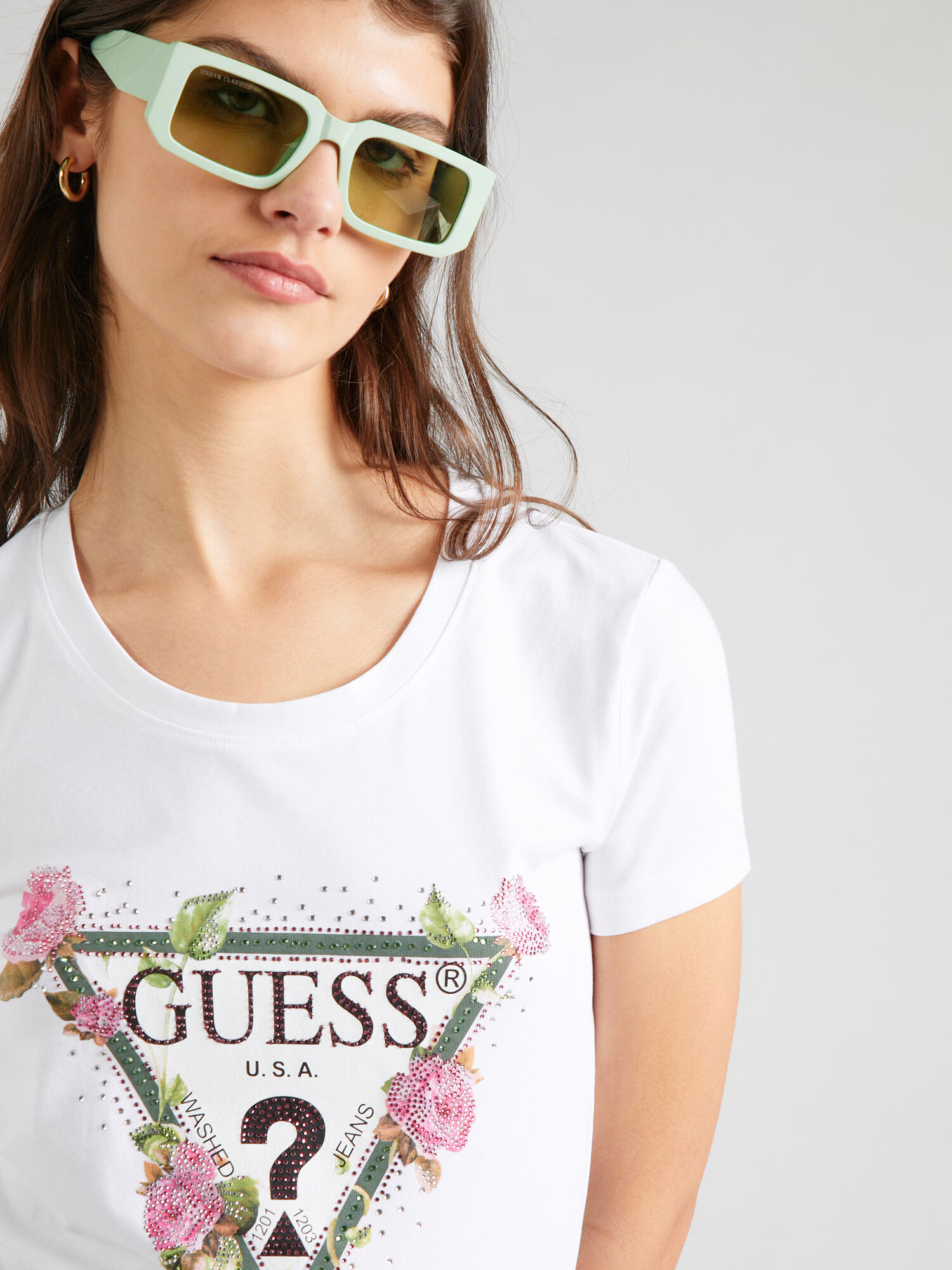 GUESS Tricou verde / roz / negru / alb - Pled.ro