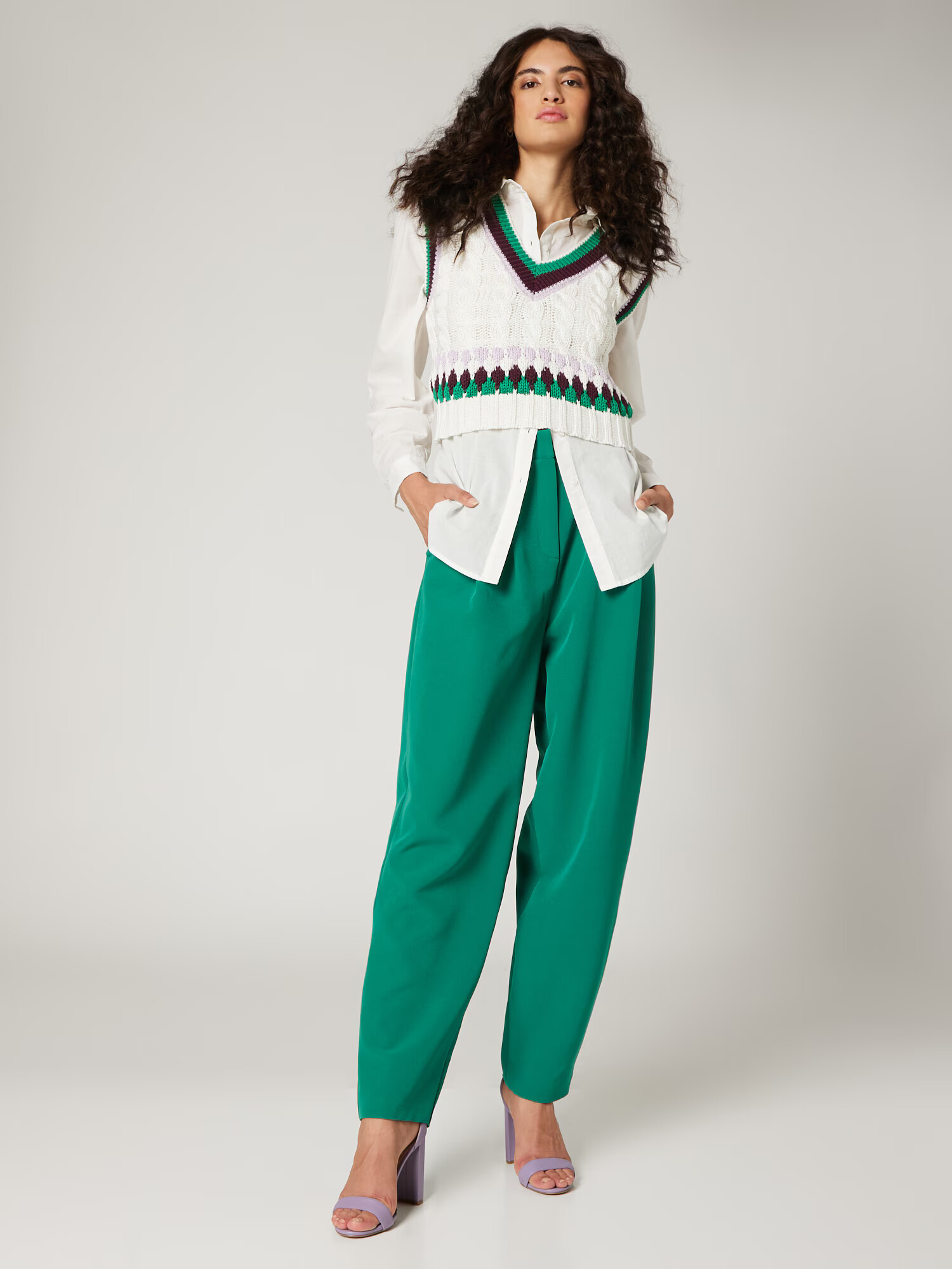 Guido Maria Kretschmer Women Pantaloni cu dungă 'Inka' verde - Pled.ro