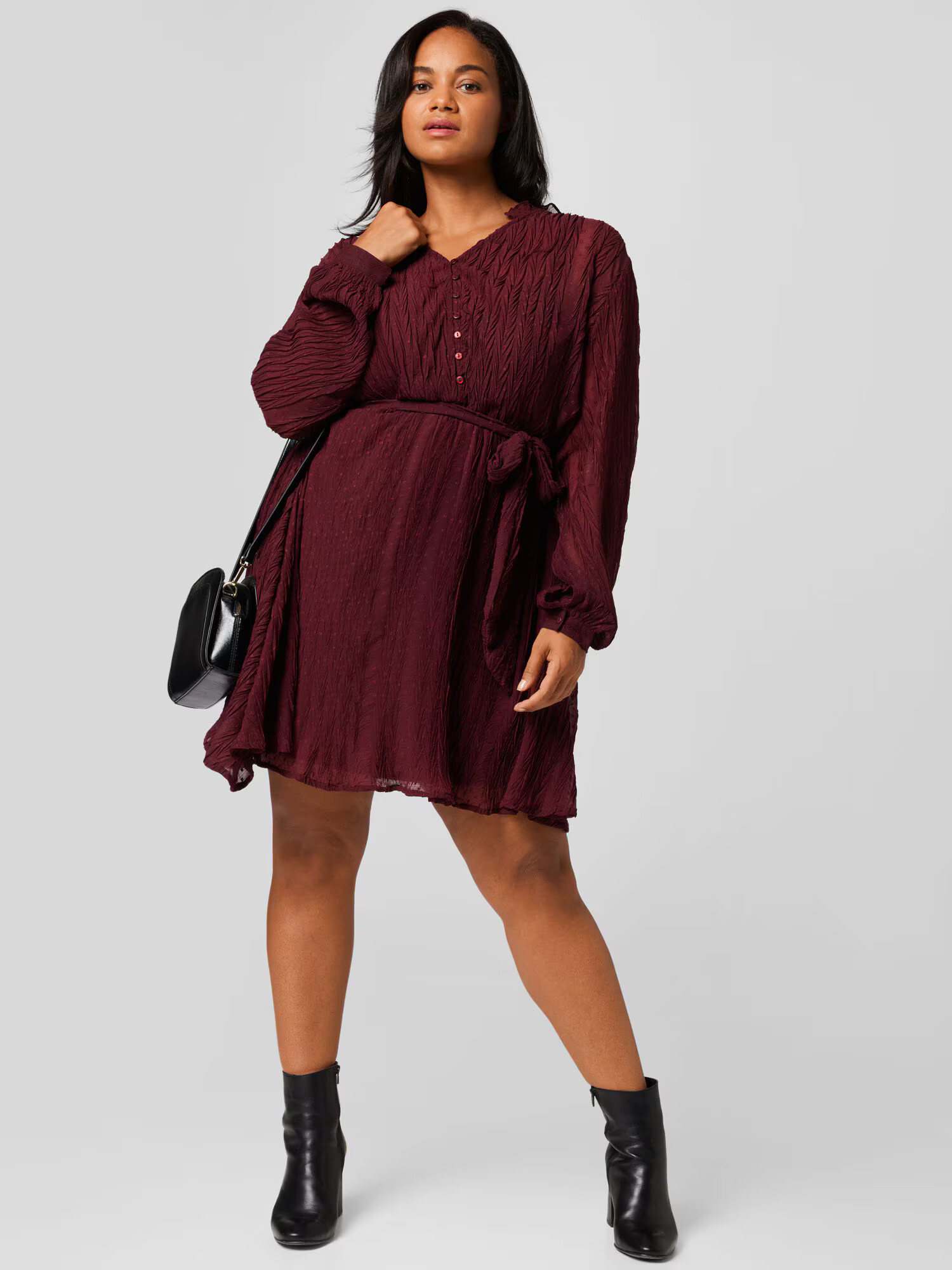 Guido Maria Kretschmer Curvy Rochie tip bluză 'Hilka' roșu burgundy - Pled.ro