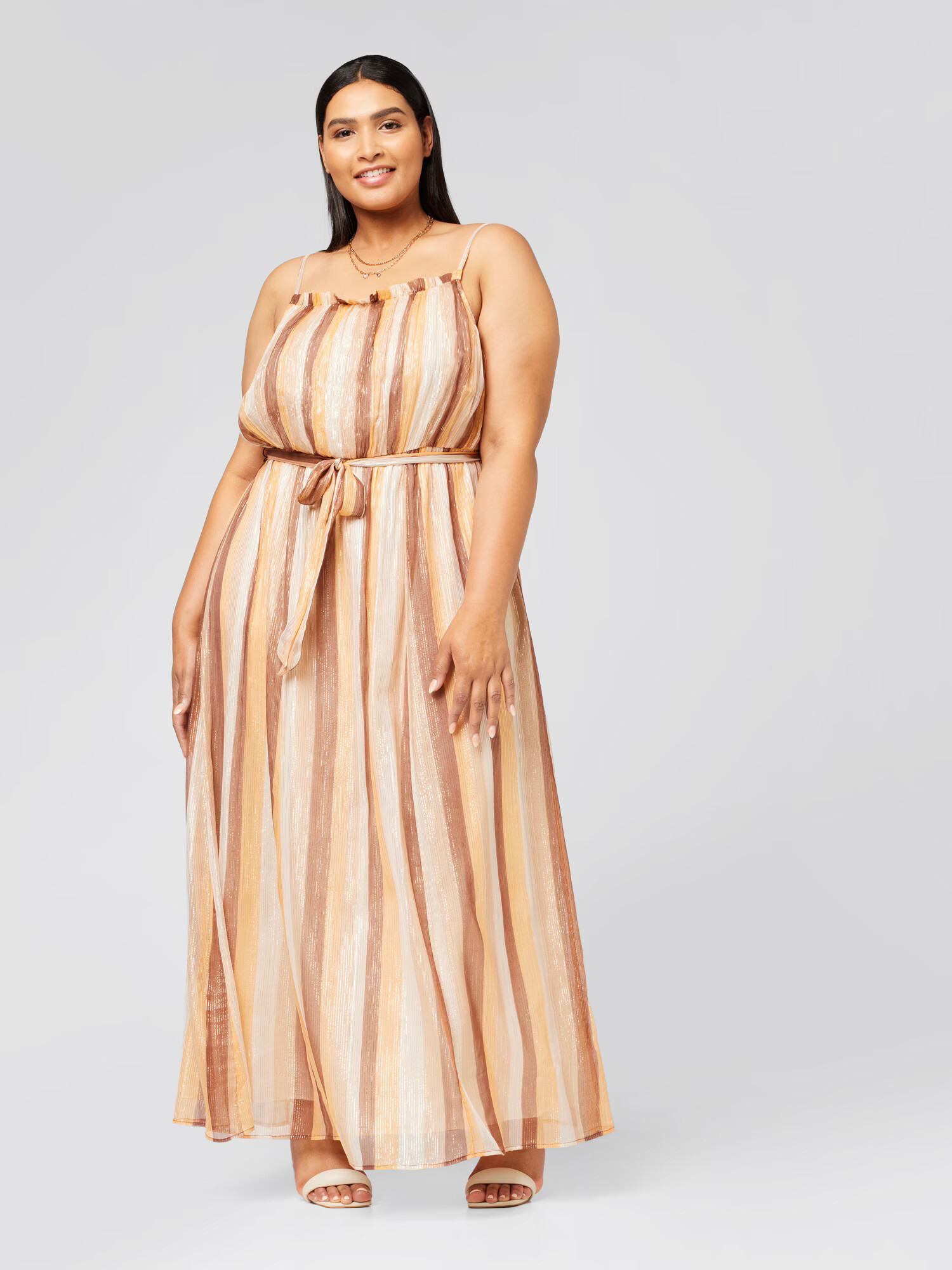 Guido Maria Kretschmer Curvy Rochie 'Valeria' crem / ecru / maro caramel / galben deschis - Pled.ro