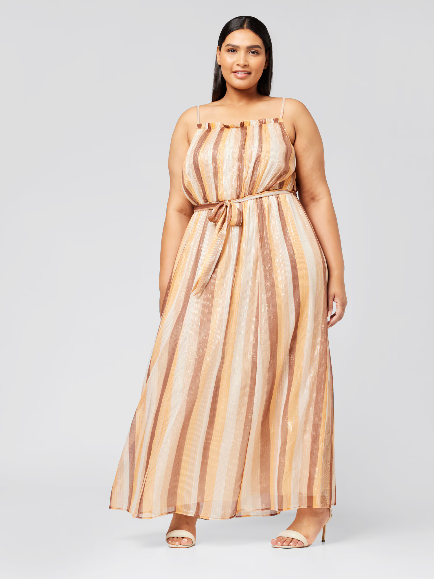 Guido Maria Kretschmer Curvy Rochie 'Valeria' crem / ecru / maro caramel / galben deschis - Pled.ro