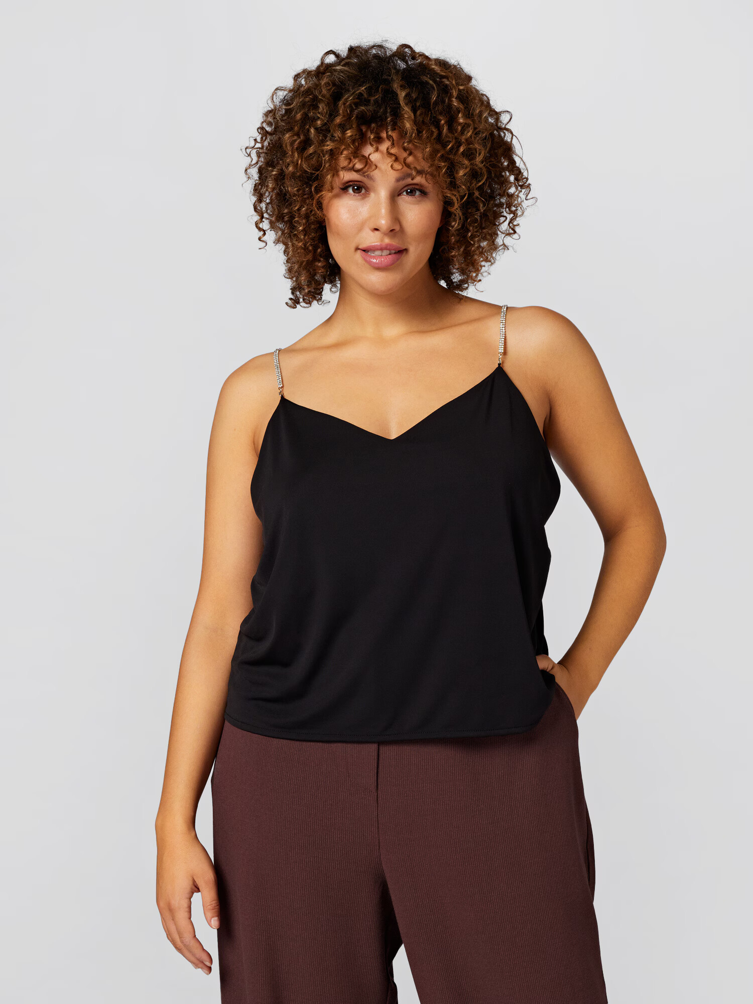 Guido Maria Kretschmer Curvy Top 'Emelie' negru / transparent - Pled.ro