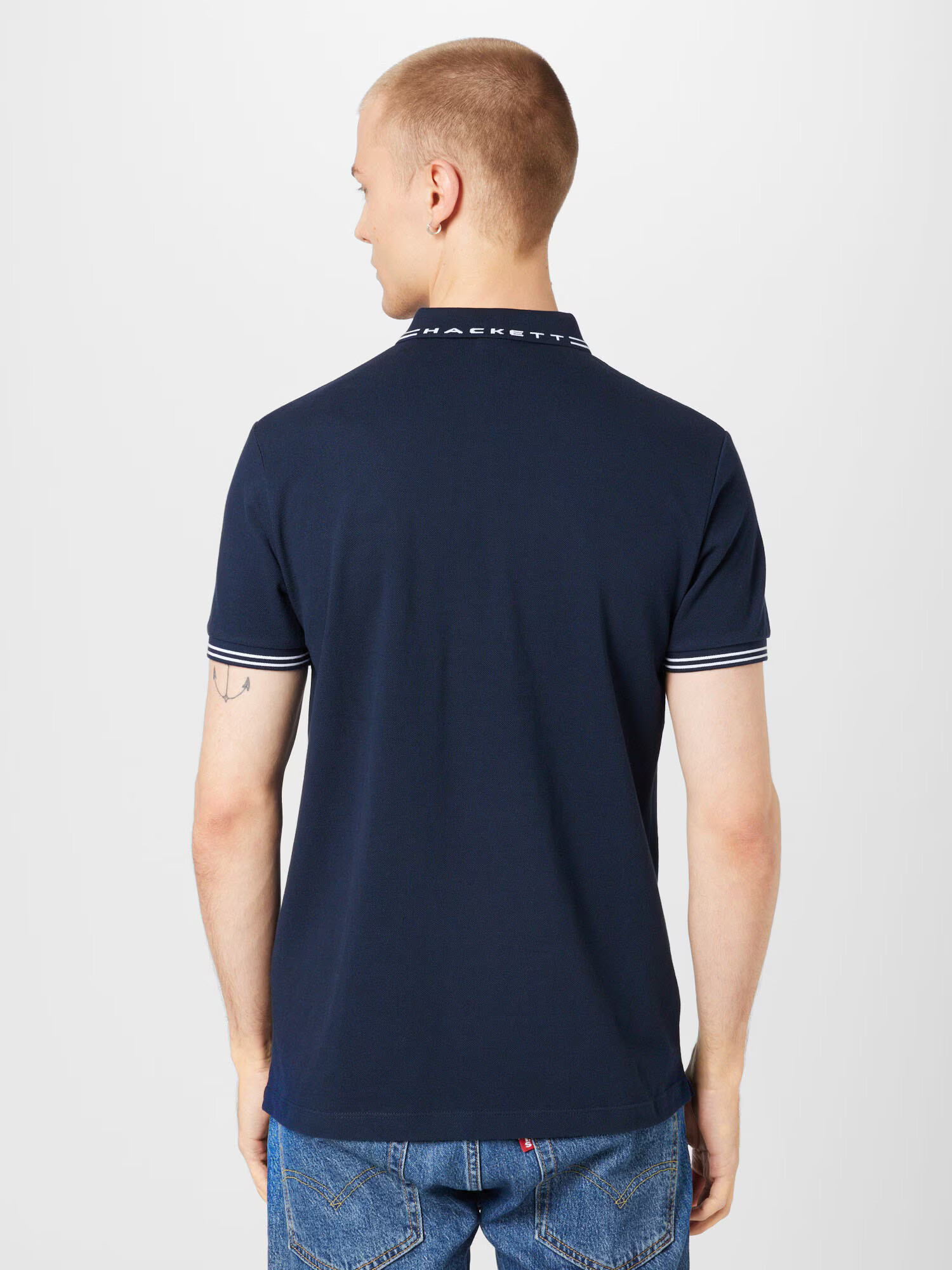 Hackett London Tricou bleumarin / alb - Pled.ro