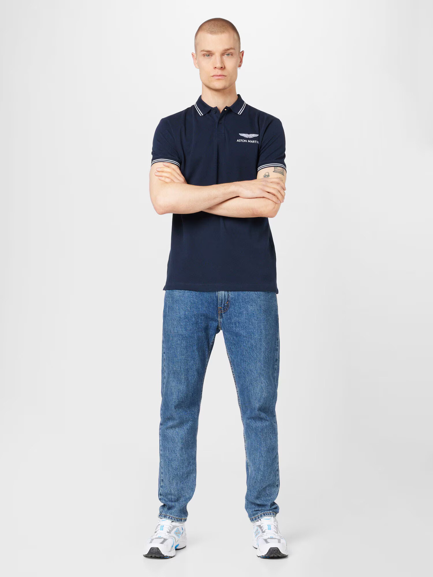 Hackett London Tricou bleumarin / alb - Pled.ro