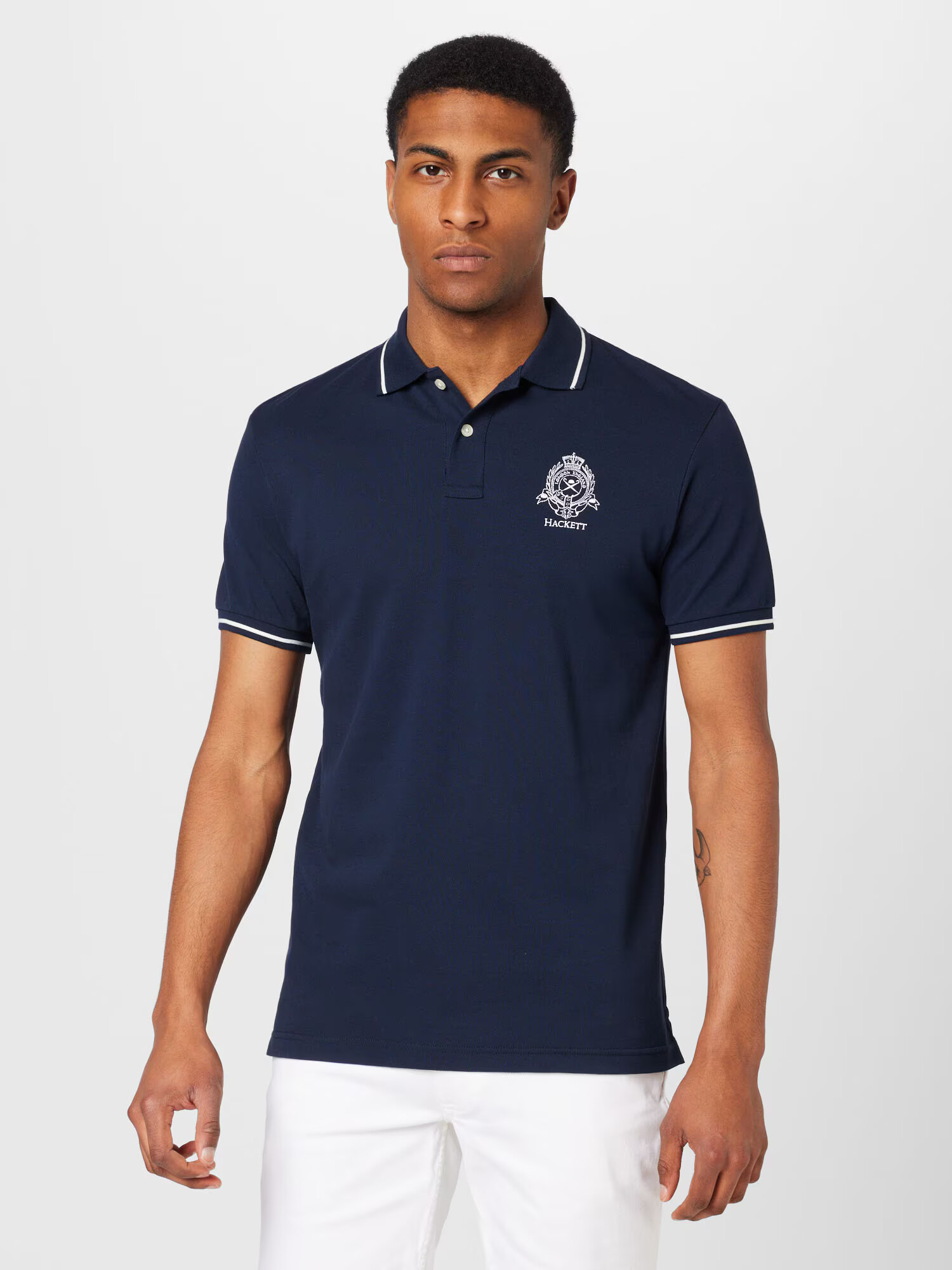 Hackett London Tricou bleumarin / alb - Pled.ro