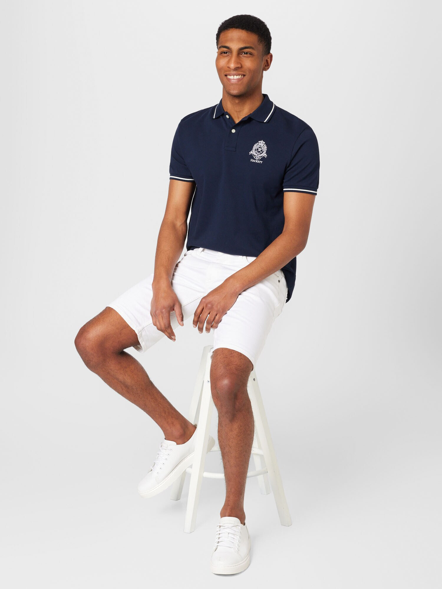 Hackett London Tricou bleumarin / alb - Pled.ro