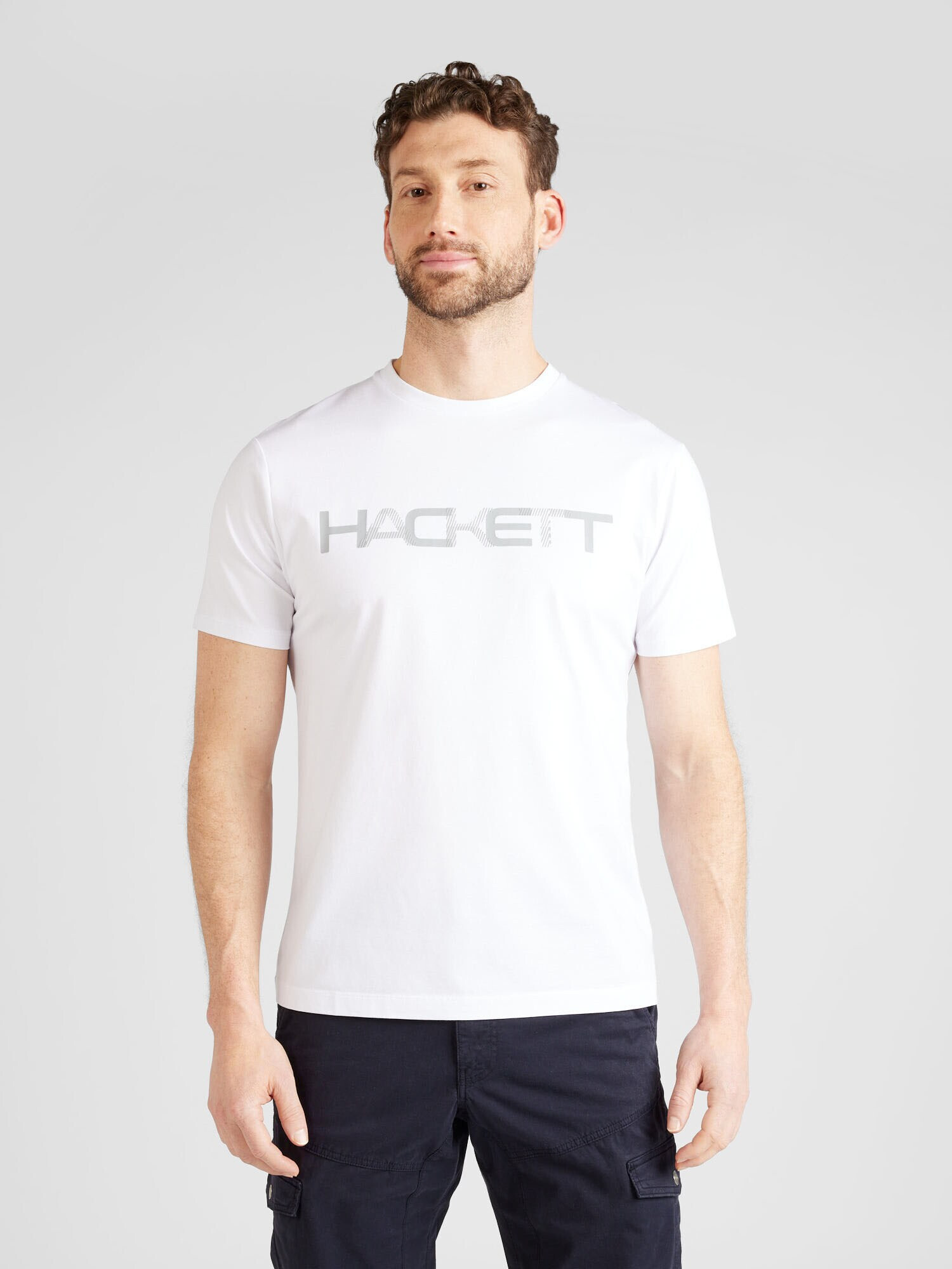 Hackett London Tricou gri / alb - Pled.ro