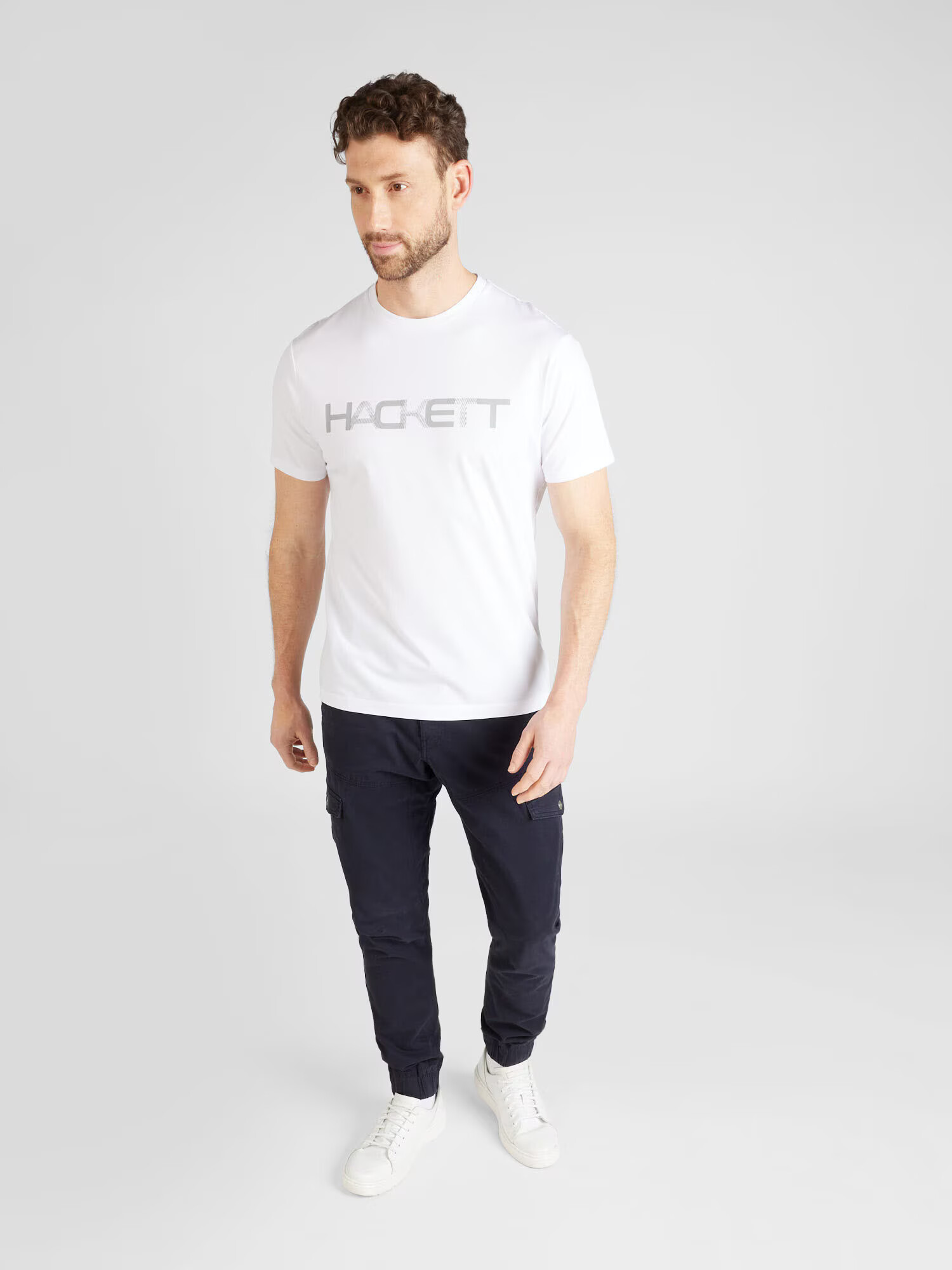 Hackett London Tricou gri / alb - Pled.ro