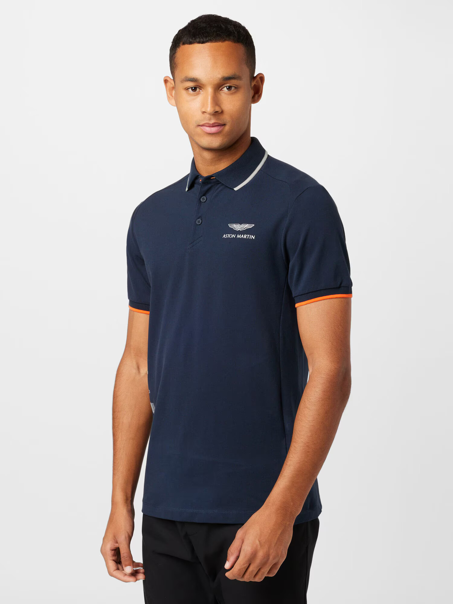 Hackett London Tricou 'SPEEDMASTER' bleumarin / portocaliu / alb - Pled.ro