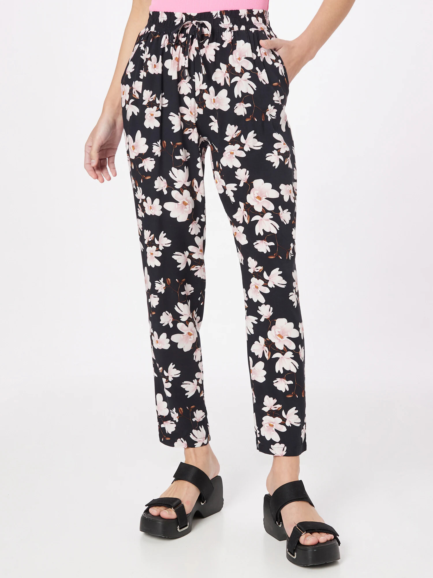 Hailys Pantaloni 'Ricky' maro / roz pastel / negru - Pled.ro