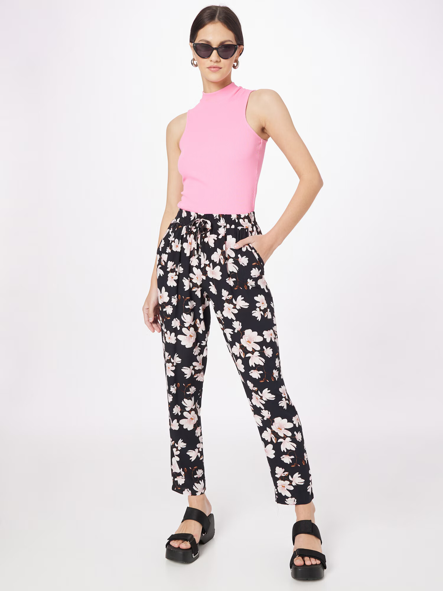 Hailys Pantaloni 'Ricky' maro / roz pastel / negru - Pled.ro