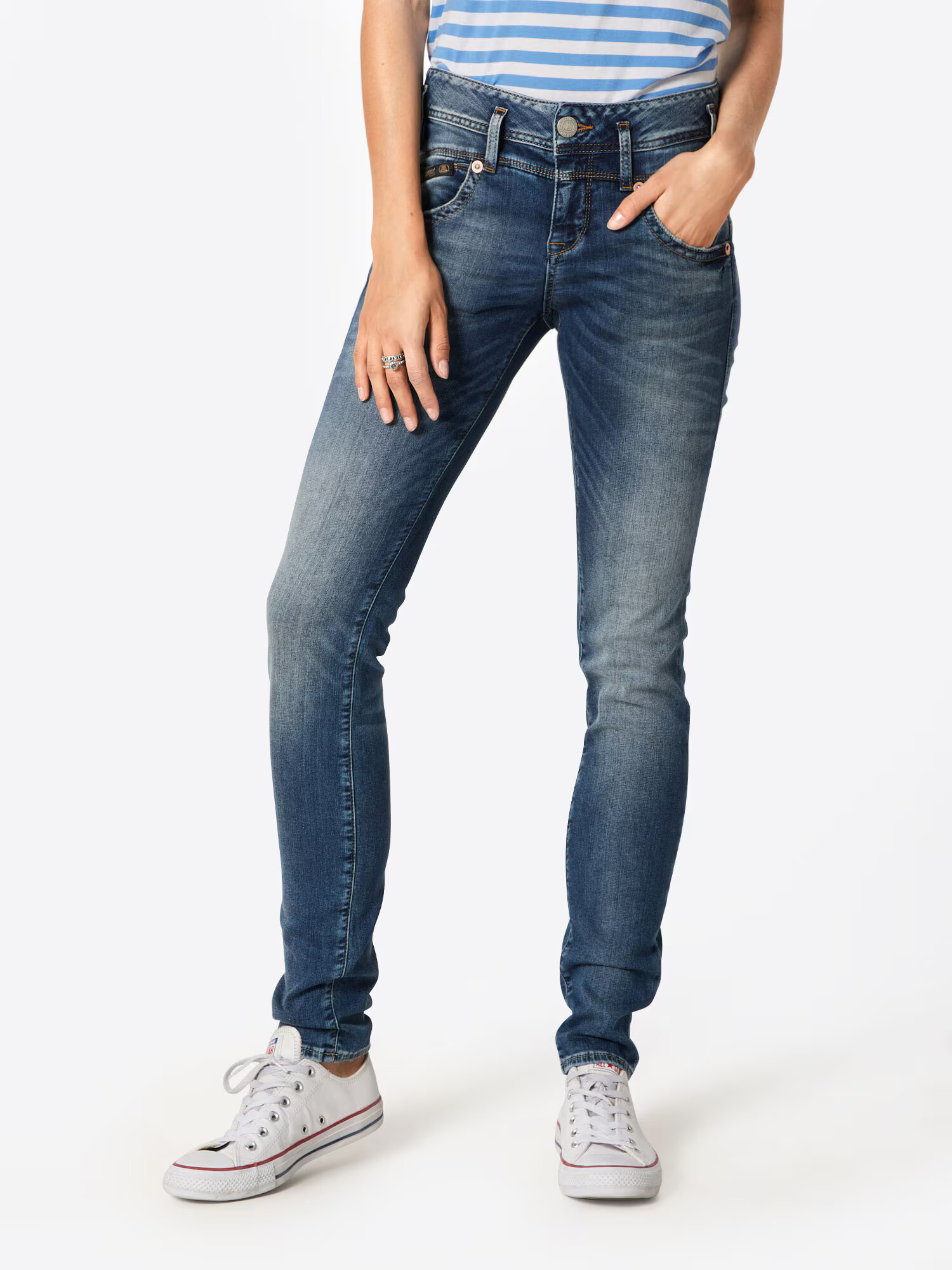 Herrlicher Jeans 'Pearl Slim Denim Stretch' albastru denim - Pled.ro