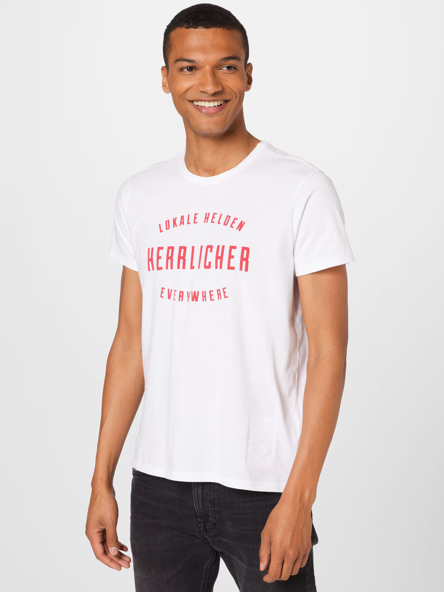 Herrlicher Tricou roșu cranberry / alb - Pled.ro