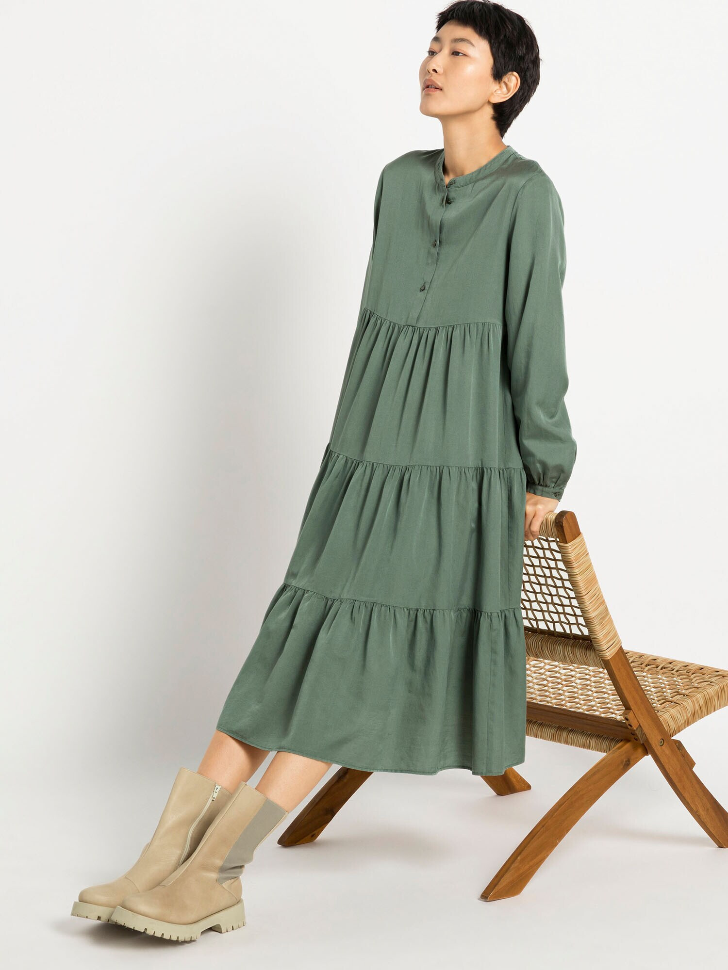 hessnatur Rochie tip bluză verde - Pled.ro