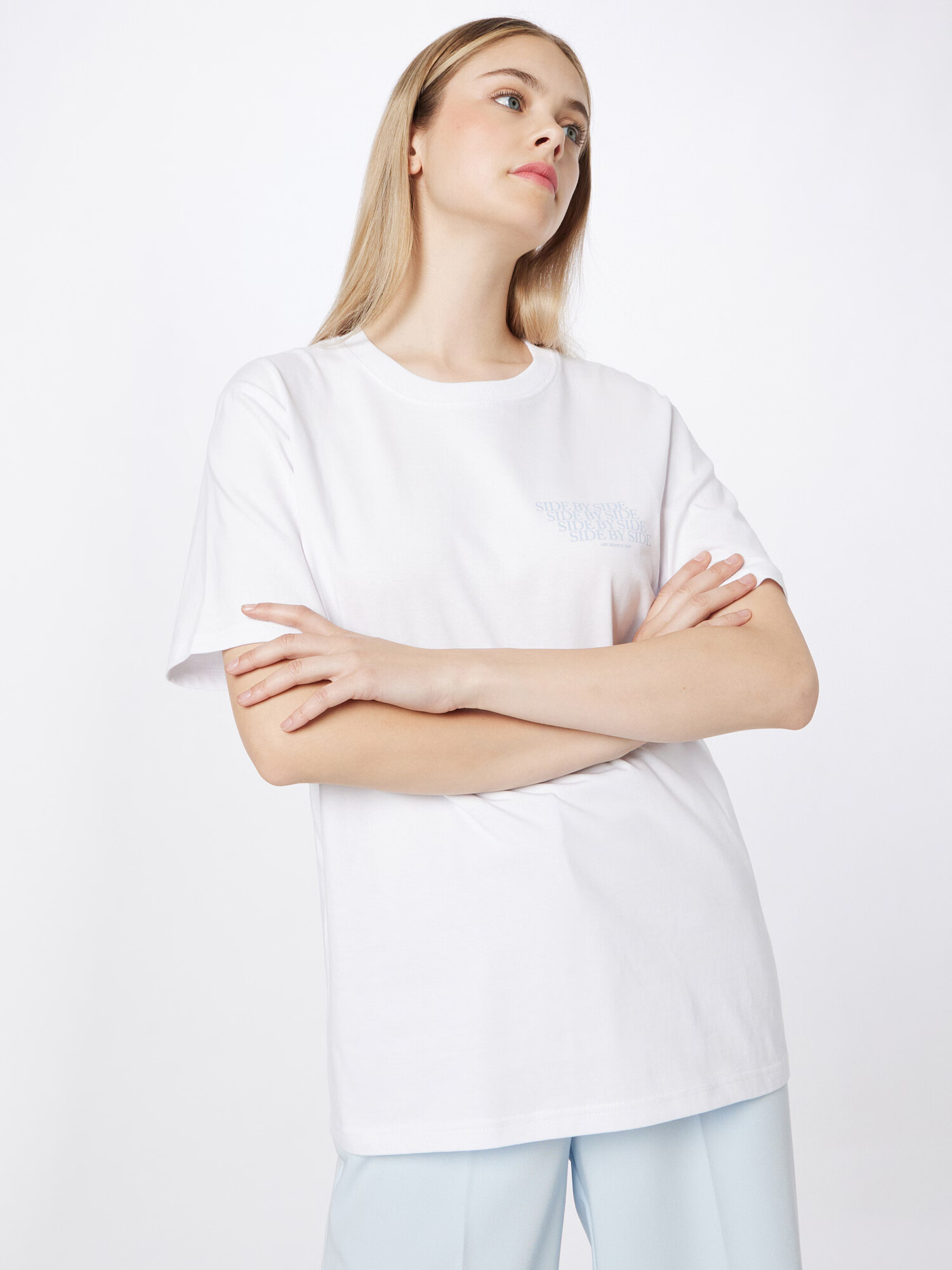 Hey Soho Tricou 'SIDE BY SIDE' opal / alb - Pled.ro