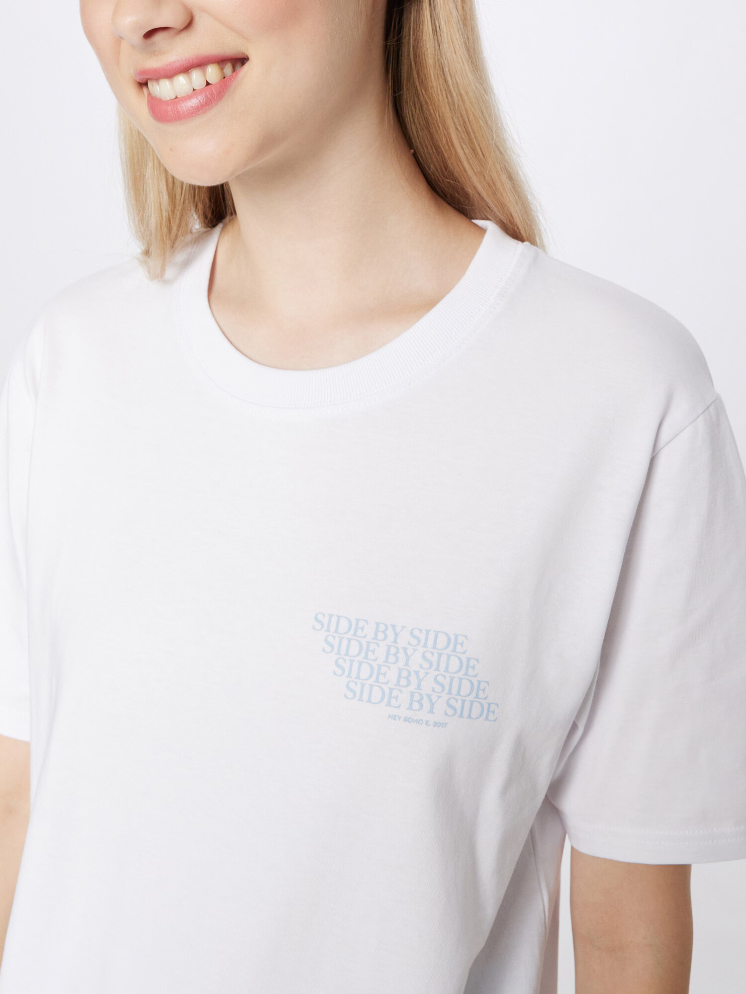 Hey Soho Tricou 'SIDE BY SIDE' opal / alb - Pled.ro