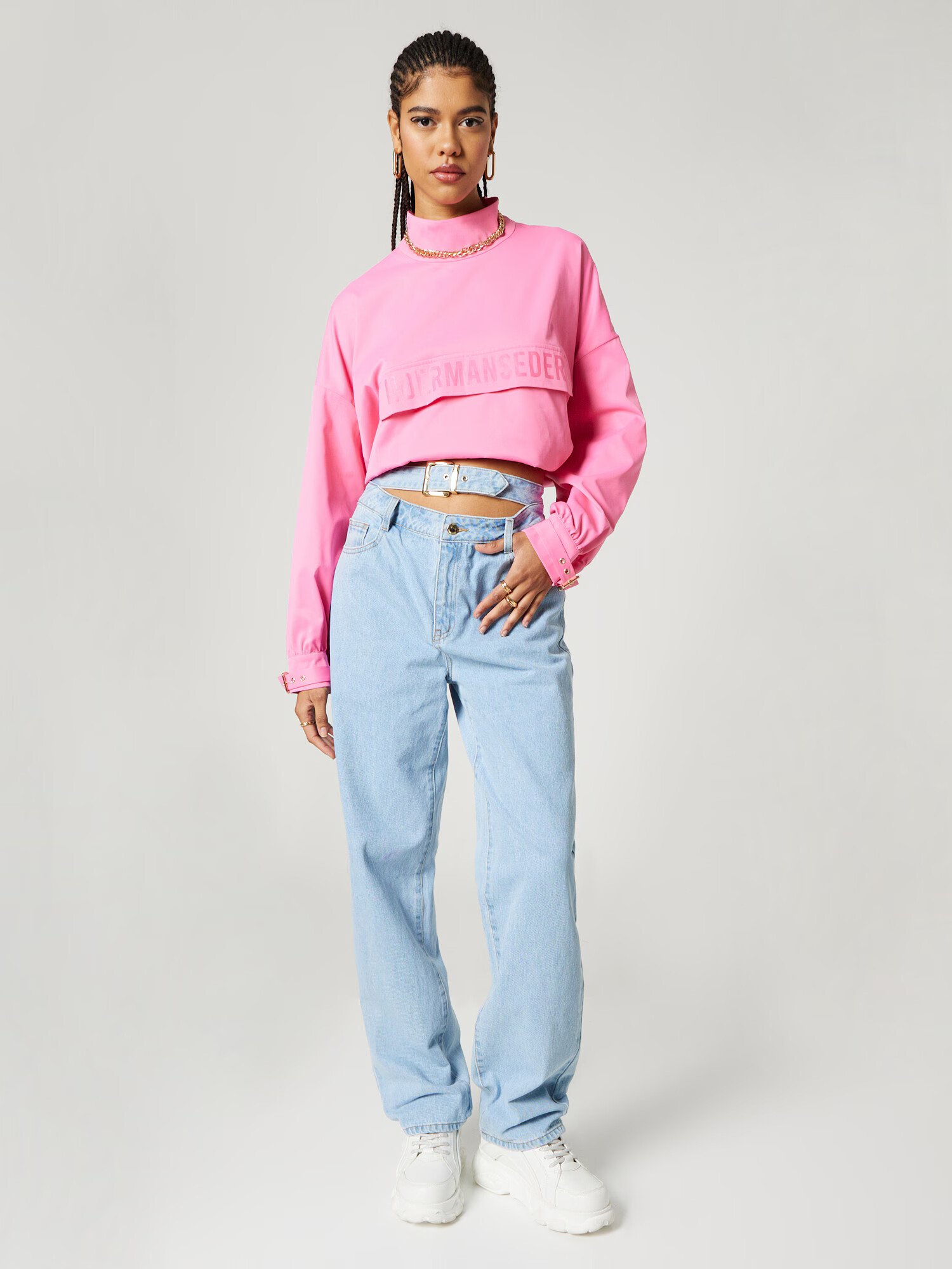 Hoermanseder x About You Jeans 'Emmy' albastru deschis - Pled.ro