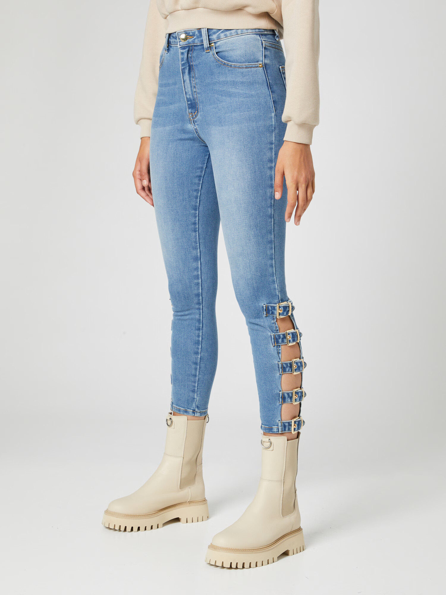 Hoermanseder x About You Jeans 'Fleur' albastru denim - Pled.ro