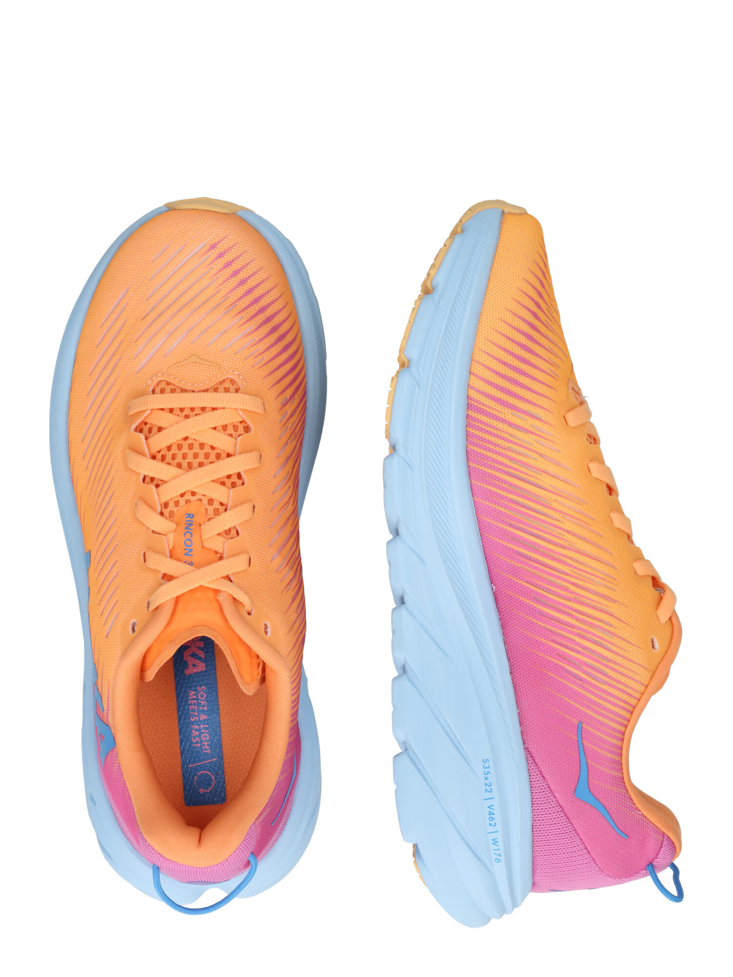 Hoka One One Sneaker de alergat 'RINCON 3' albastru / portocaliu piersică / roz / roz - Pled.ro