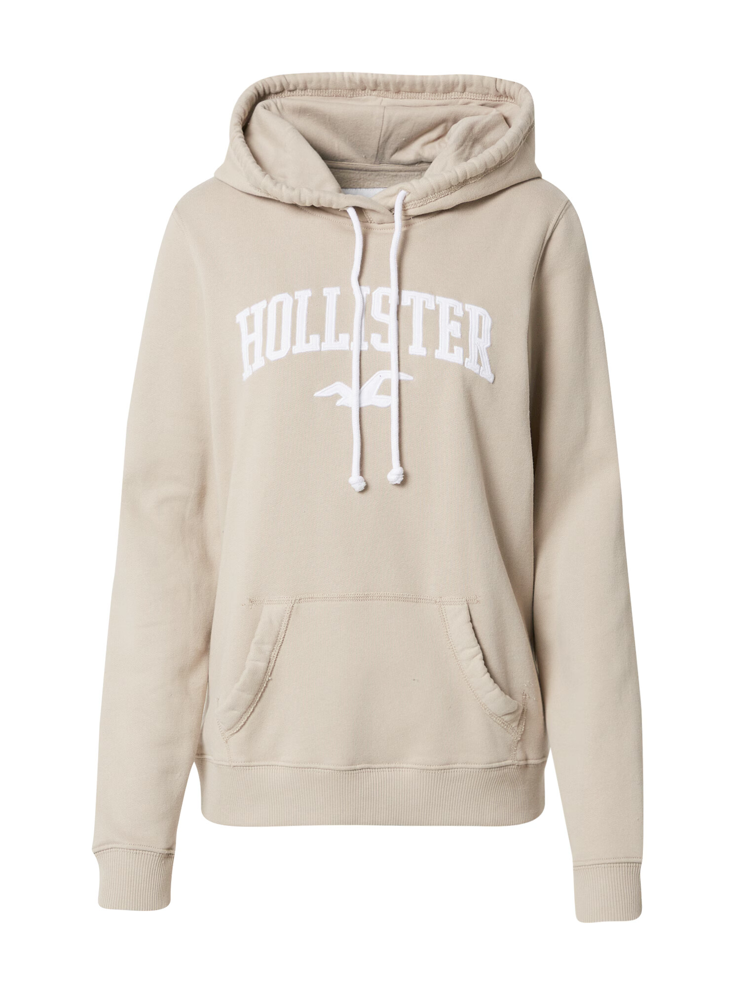 HOLLISTER Bluză de molton bej / alb - Pled.ro