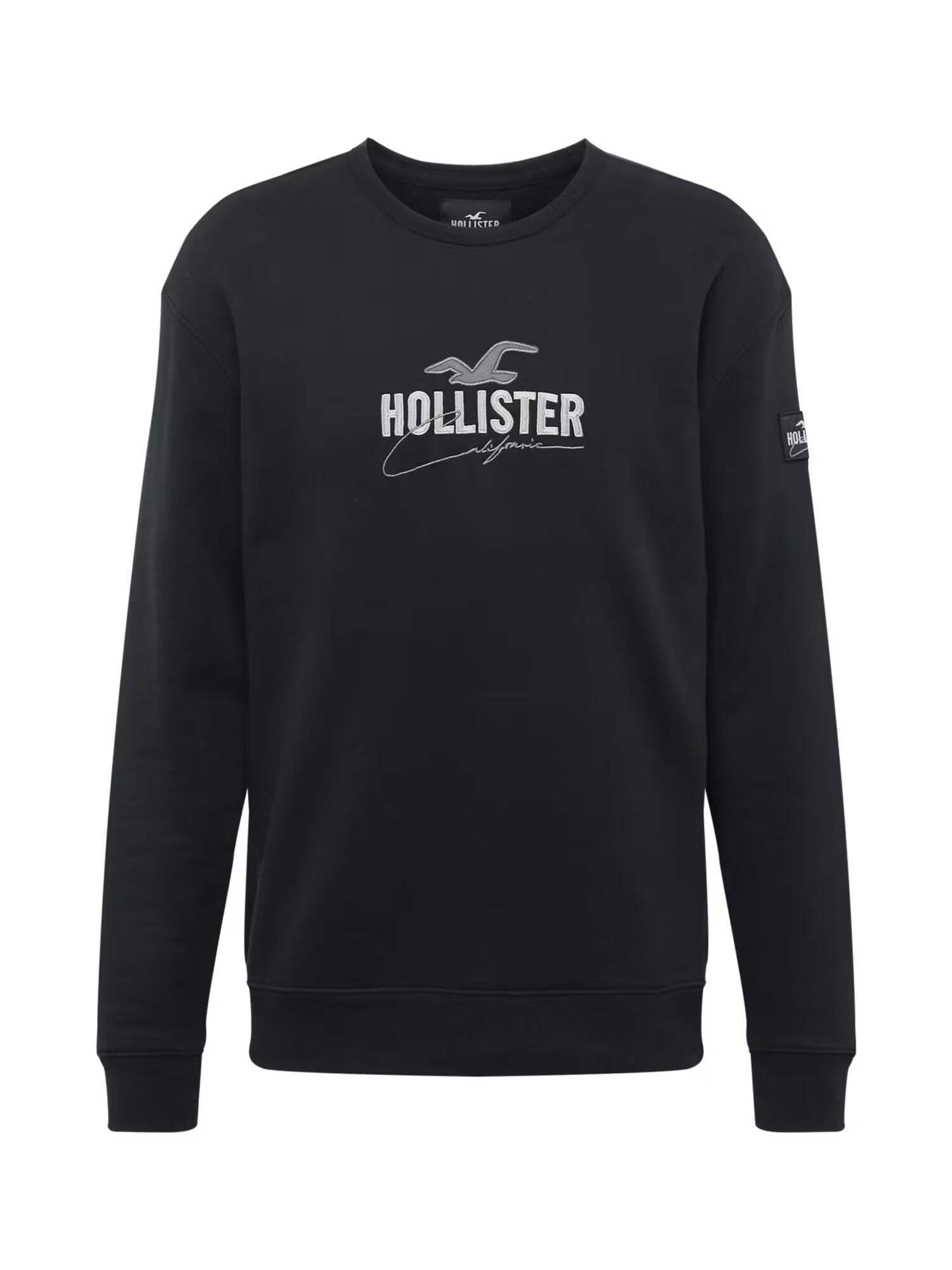 HOLLISTER Bluză de molton 'EMEA' gri / negru / alb - Pled.ro