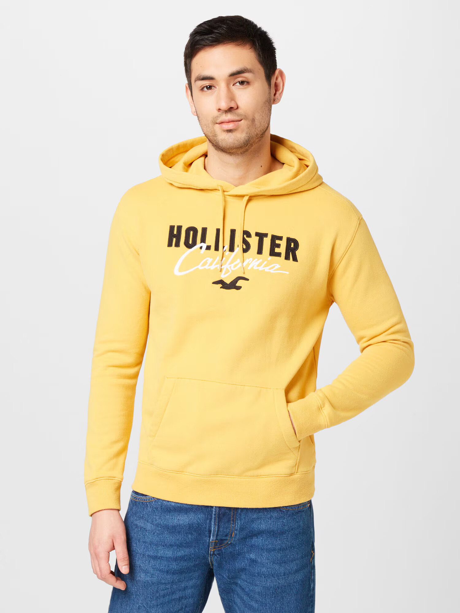 HOLLISTER Bluză de molton galben auriu / negru / alb - Pled.ro