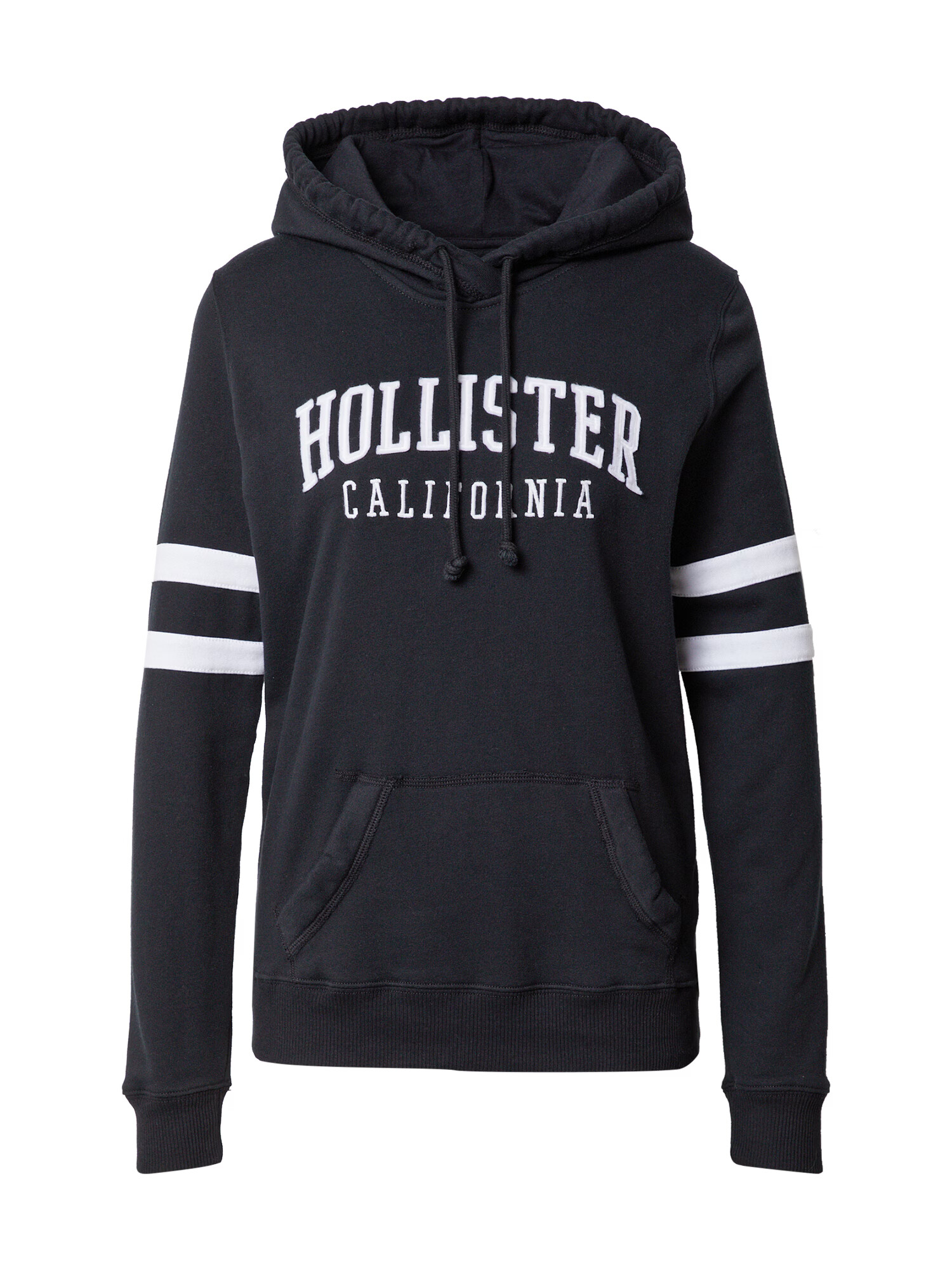 HOLLISTER Bluză de molton negru / alb - Pled.ro