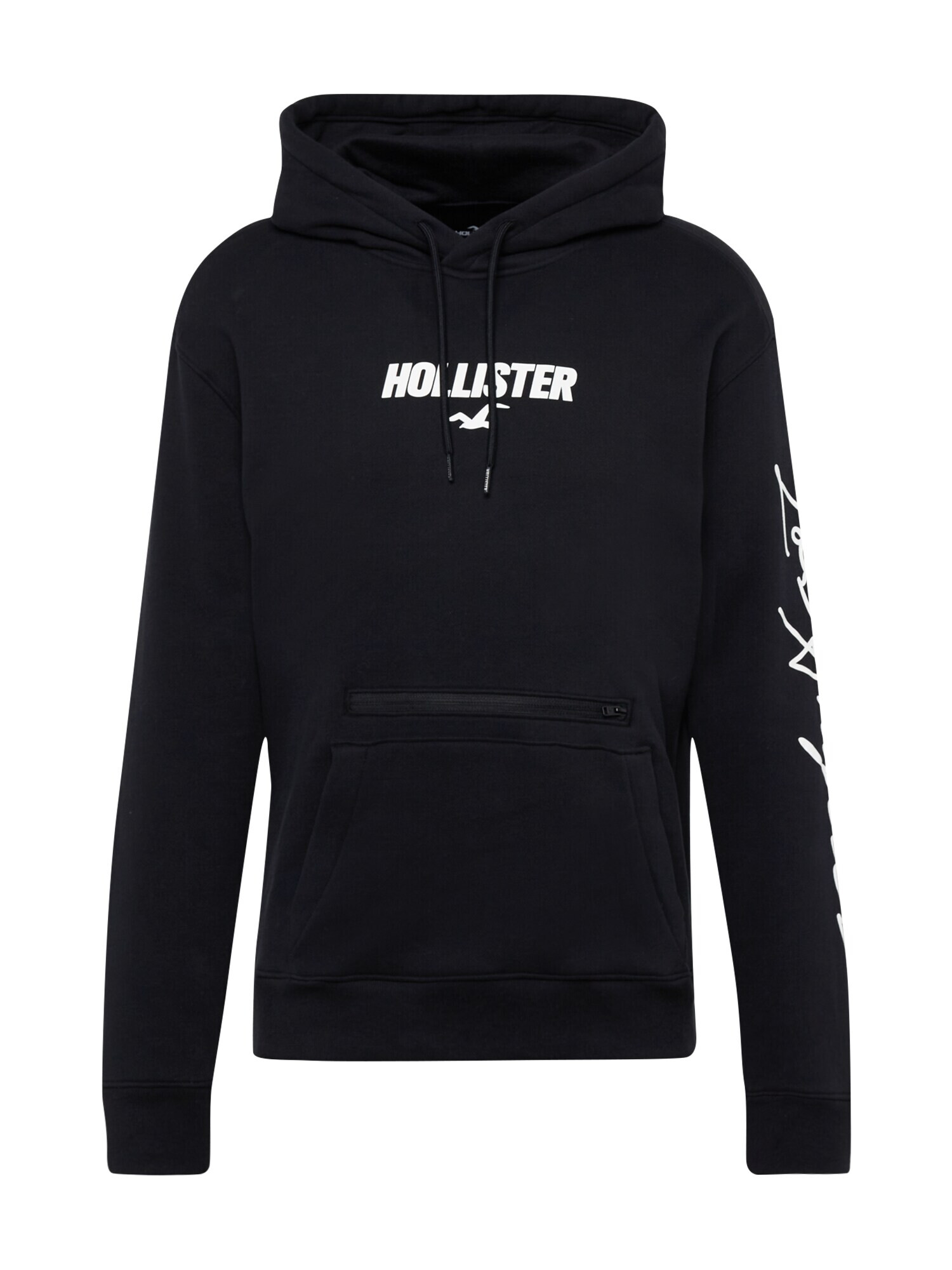 HOLLISTER Bluză de molton negru / alb - Pled.ro