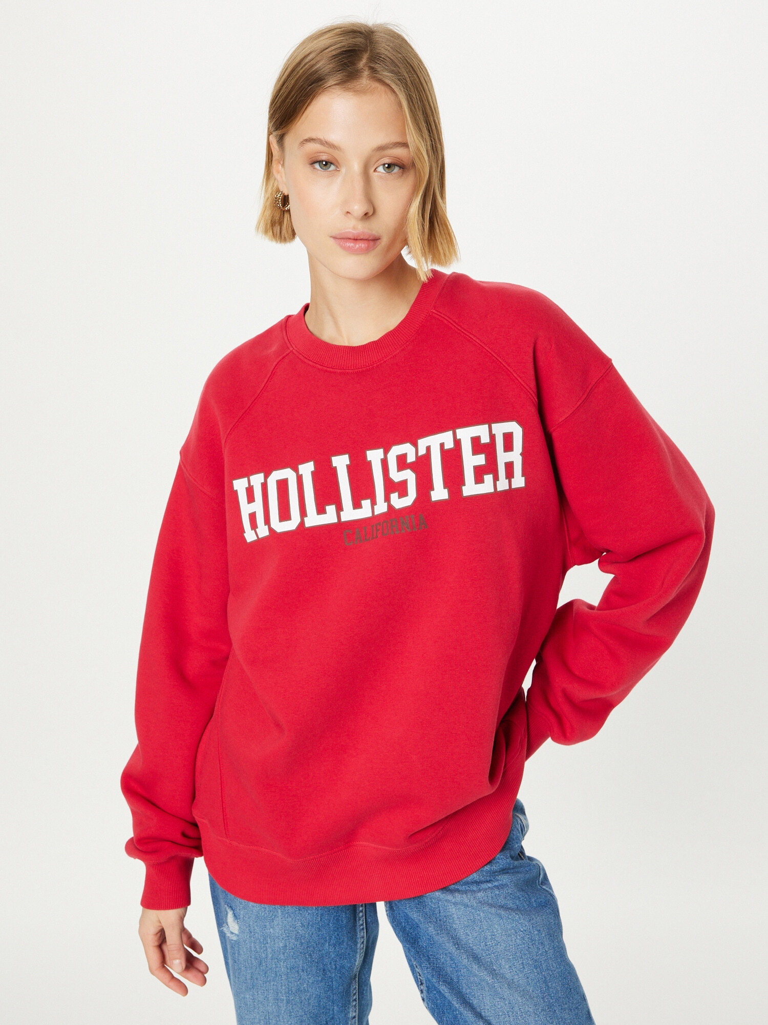 HOLLISTER Bluză de molton oliv / roșu rodie / alb - Pled.ro