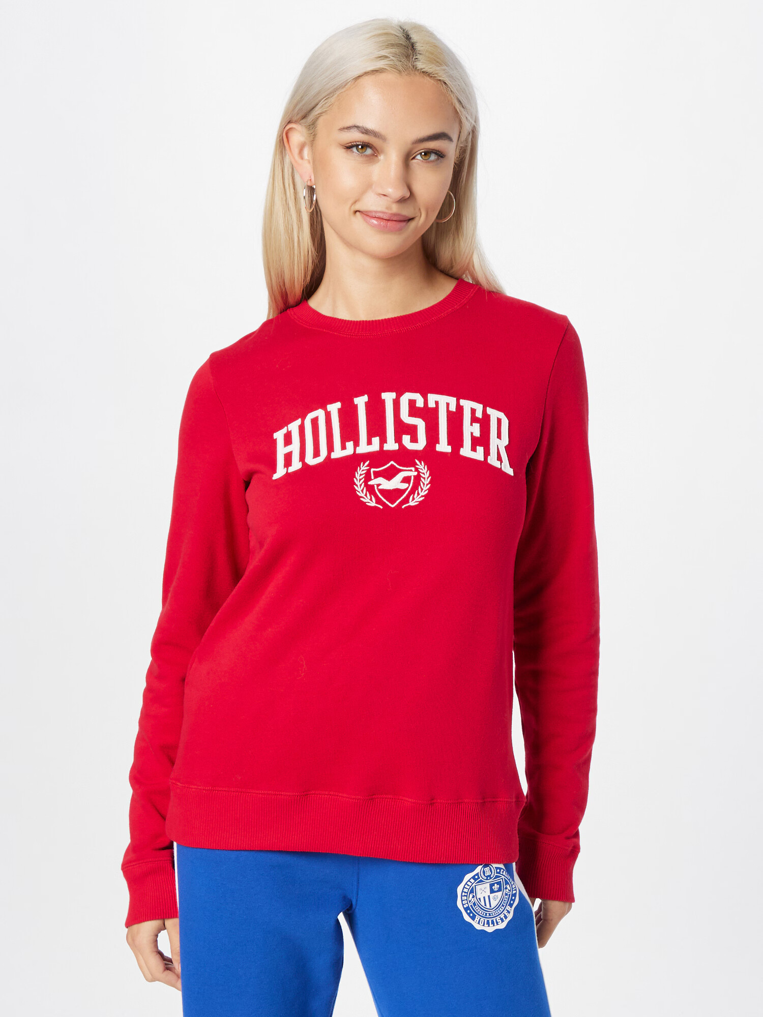 HOLLISTER Bluză de molton roșu / alb - Pled.ro