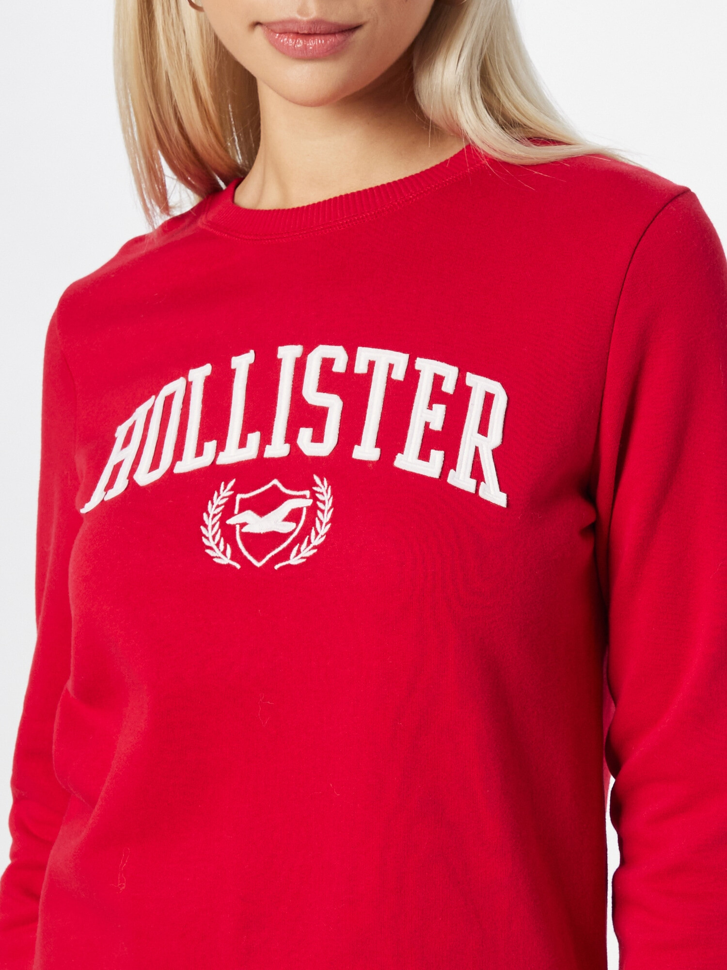 HOLLISTER Bluză de molton roșu / alb - Pled.ro