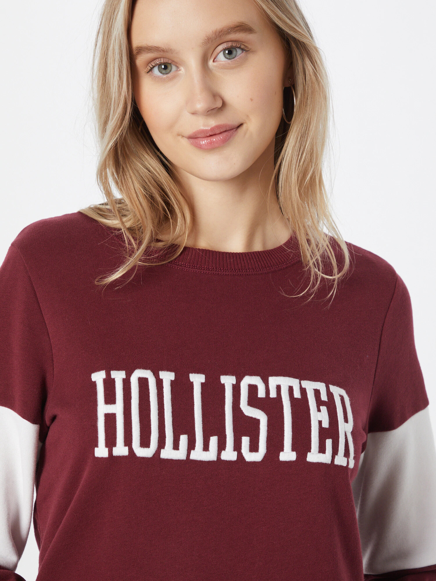 HOLLISTER Bluză de molton roșu vin / alb - Pled.ro