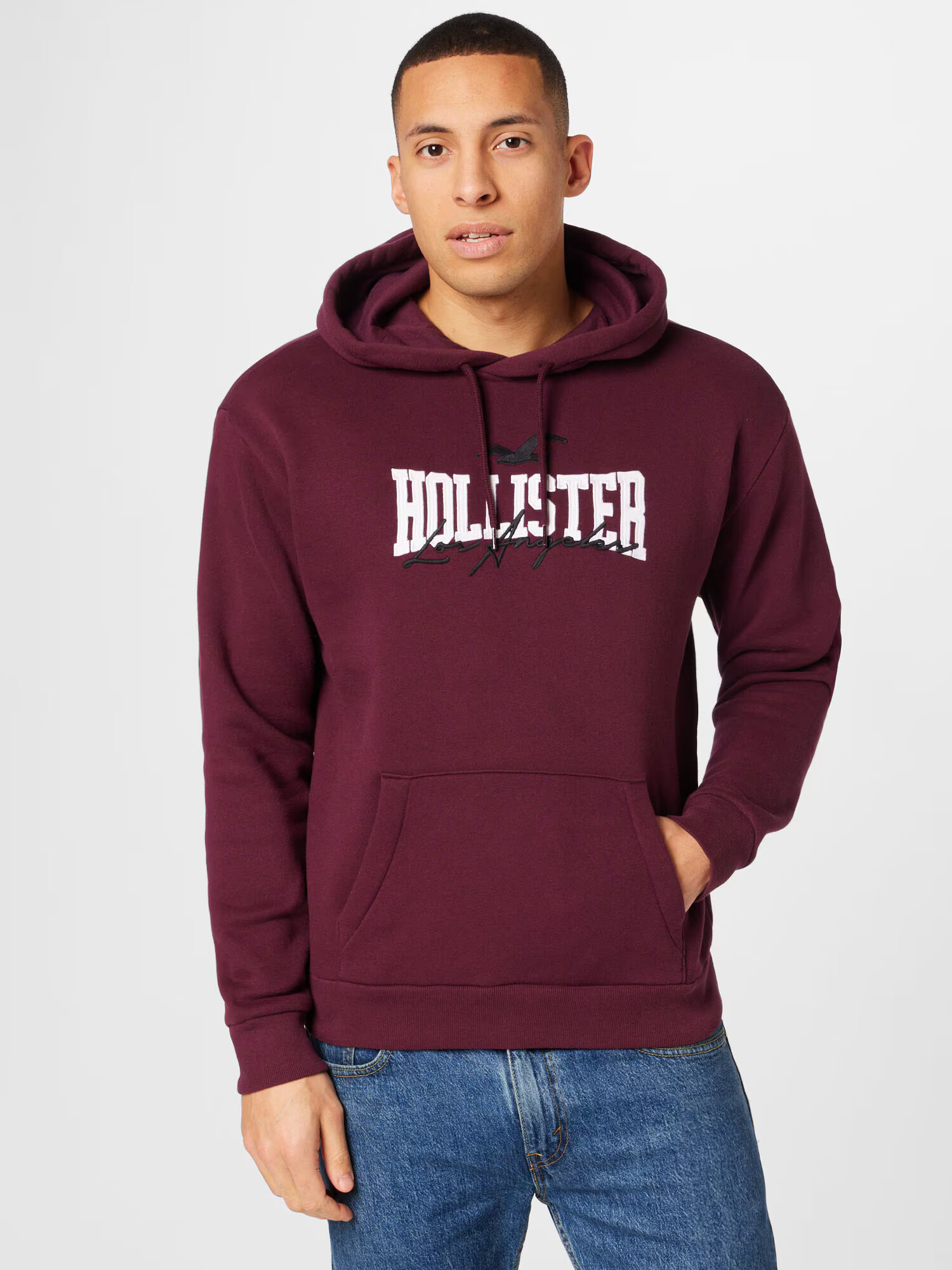 HOLLISTER Bluză de molton roșu vin / negru / alb - Pled.ro